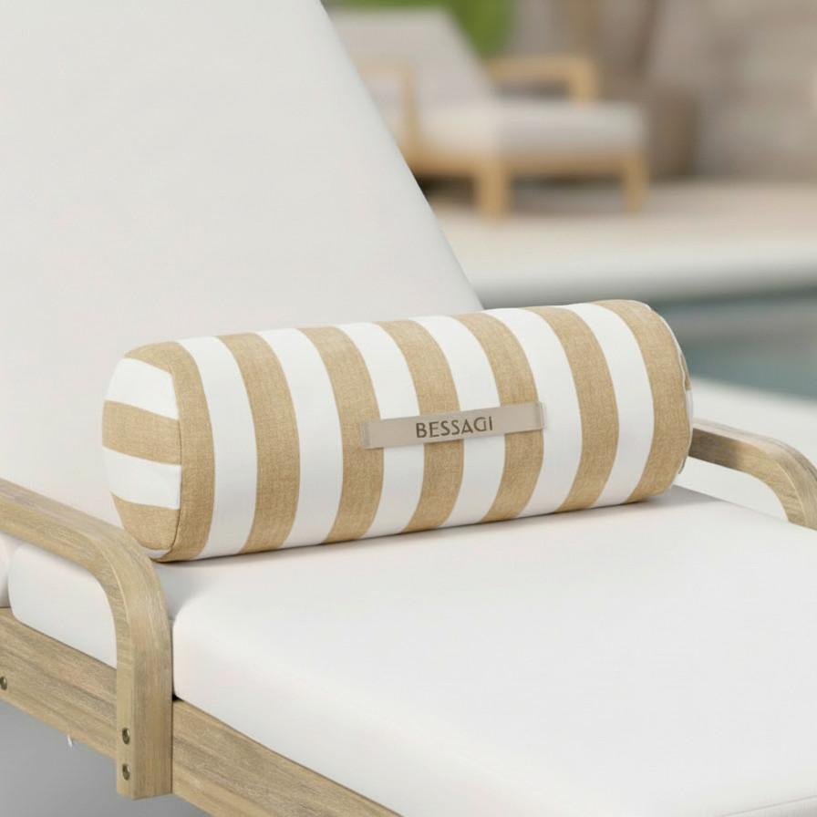 Nackenkissen Lea Beige/Weiß - MODERN (50/20/20cm) - Bessagi Garden