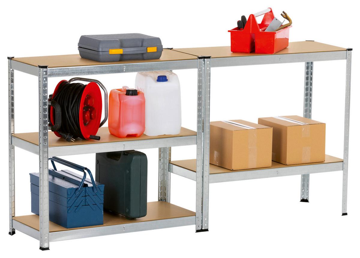 Schwerlastregal Easymaxx Silberfarben/Hellbraun - Hellbraun/Silberfarben, KONVENTIONELL, Holzwerkstoff/Kunststoff (40/90/180cm)
