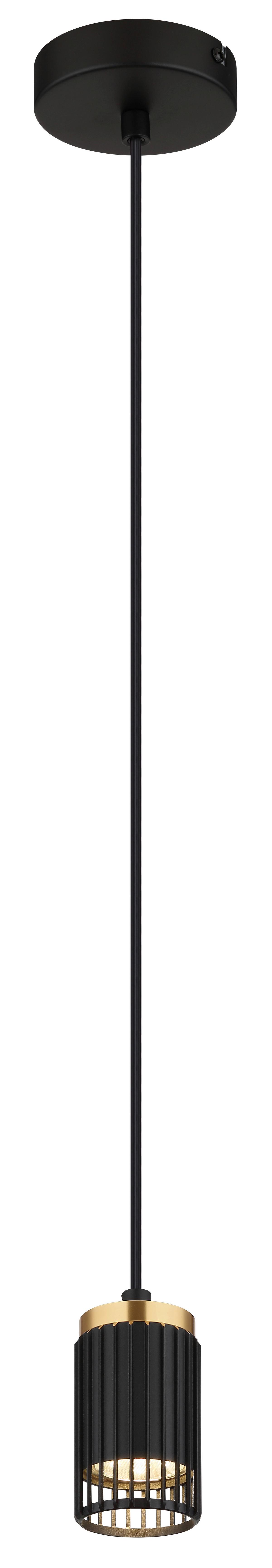 HÄNGELEUCHTE 57906H KORBEN - Goldfarben/Schwarz, Design, Kunststoff/Metall (10/120cm) - Globo