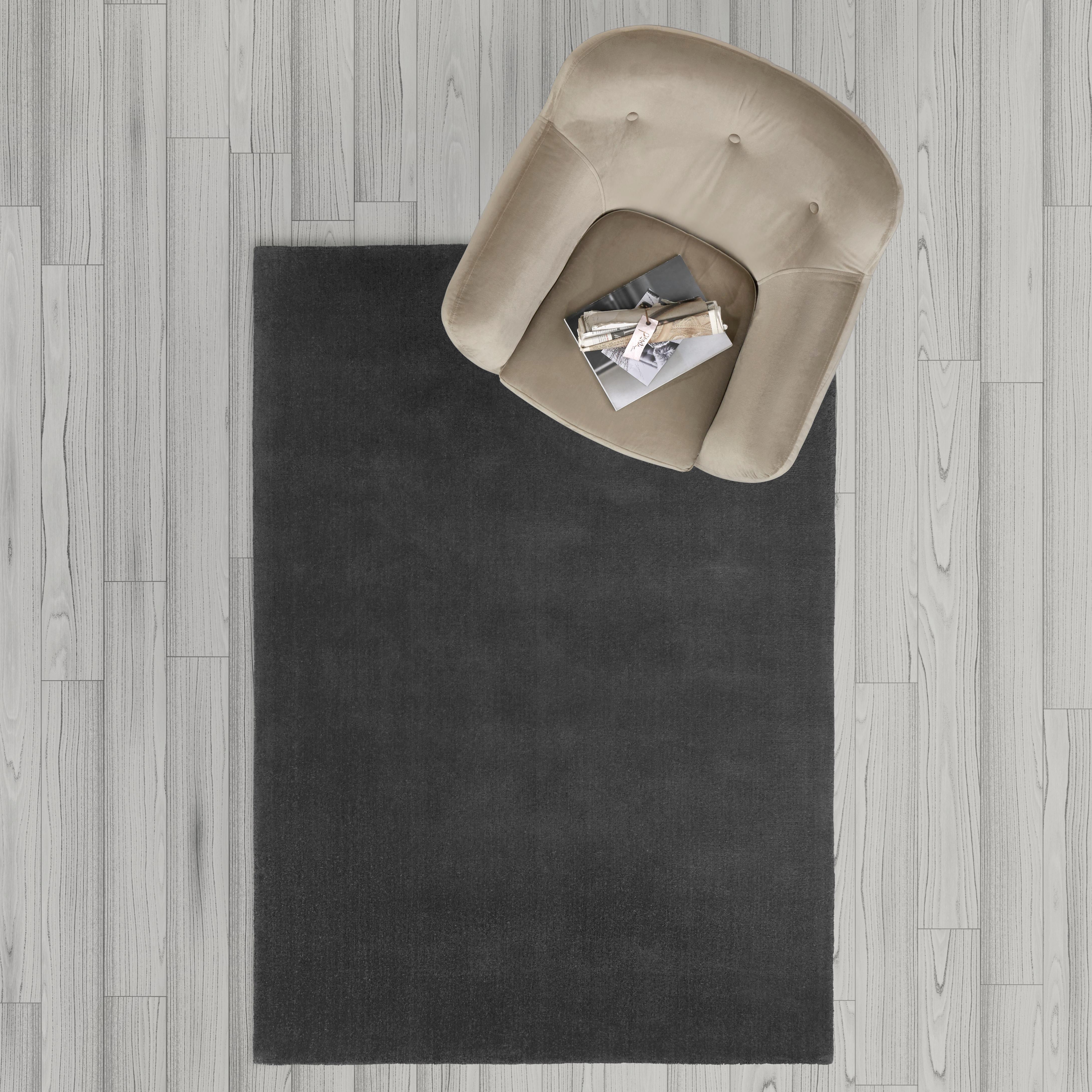 Handwebteppich in Dunkelgrau ca.140x200cm 'Carolin' - Dunkelgrau, MODERN, Textil (140/200cm) - Bessagi Home