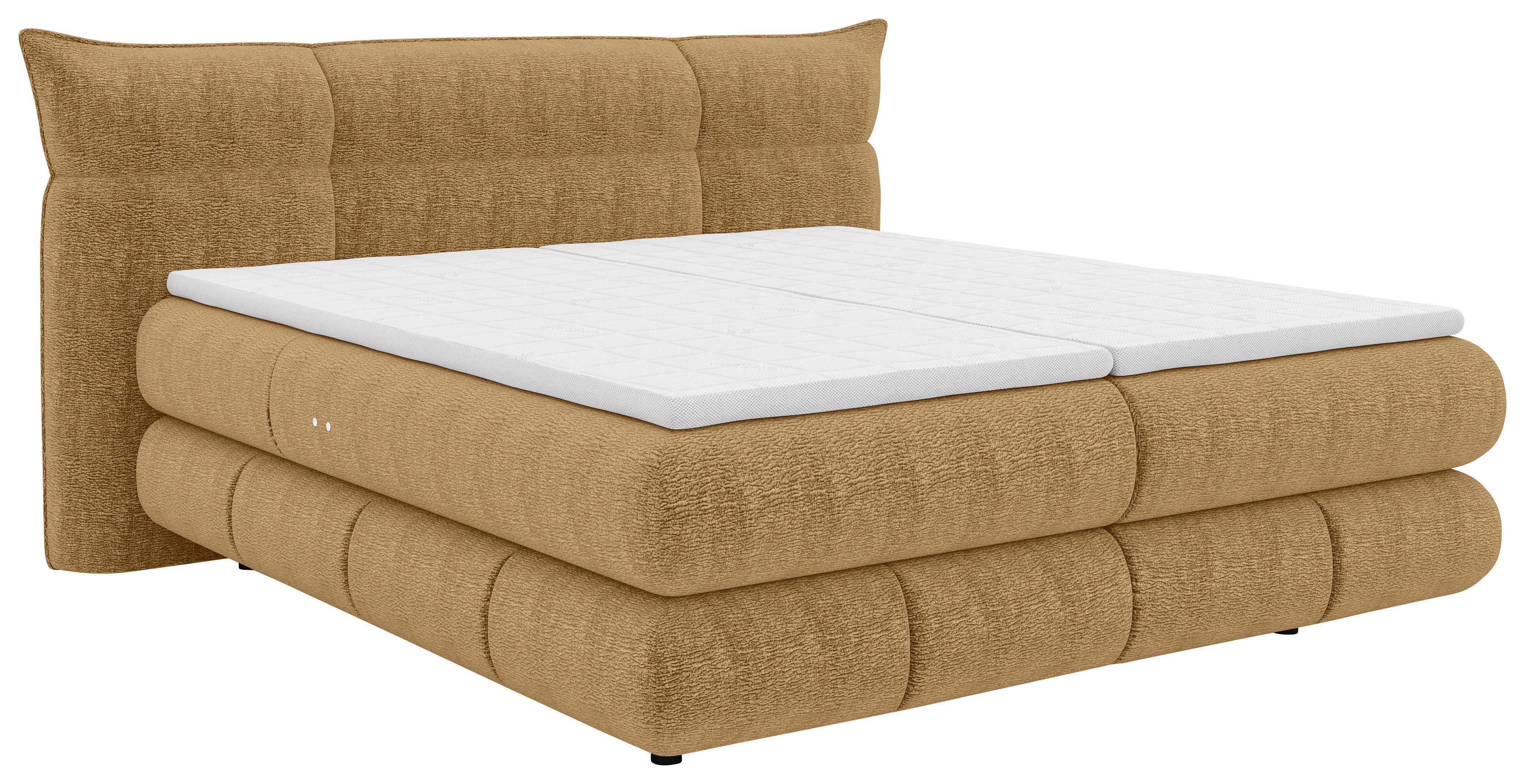 Boxspringbett Auris - Senfgelb/Schwarz, Konventionell, Kunststoff/Textil (140/200cm) - Sembella
