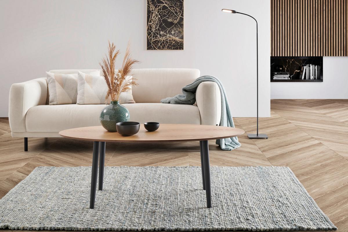STOLIK KAWOWY EGG - kolor naturalny, Design, materiał drewnopochodny/drewno (120/42/56cm) - MID.YOU