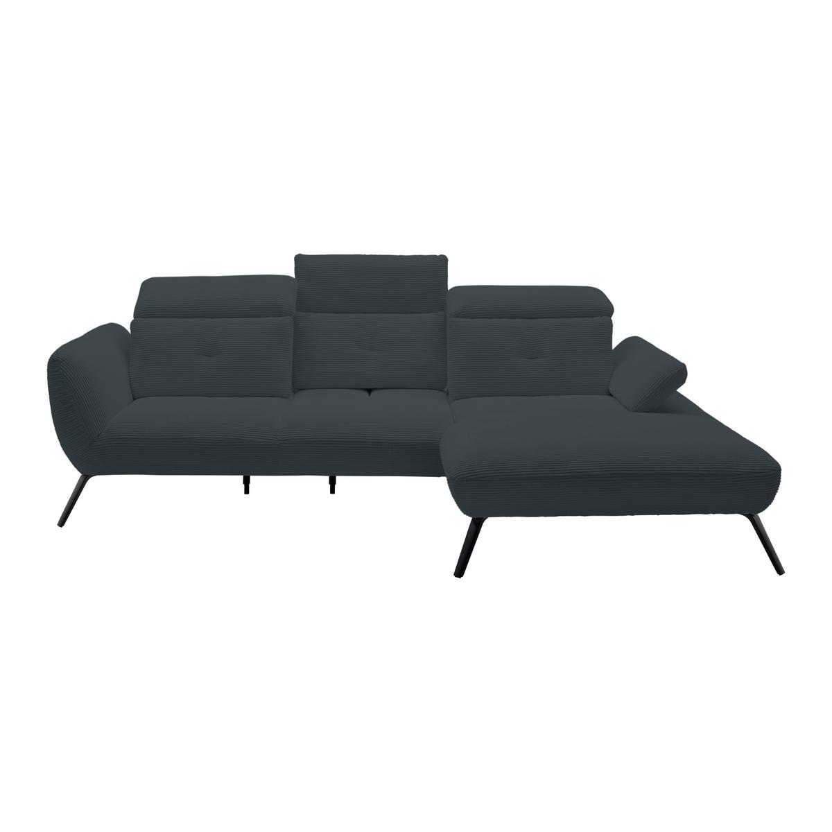 Wohnlandschaft Seattle Schwarz - Schwarz/Weiß, MODERN, Holzwerkstoff/Textil (301/196cm) - Premium Living