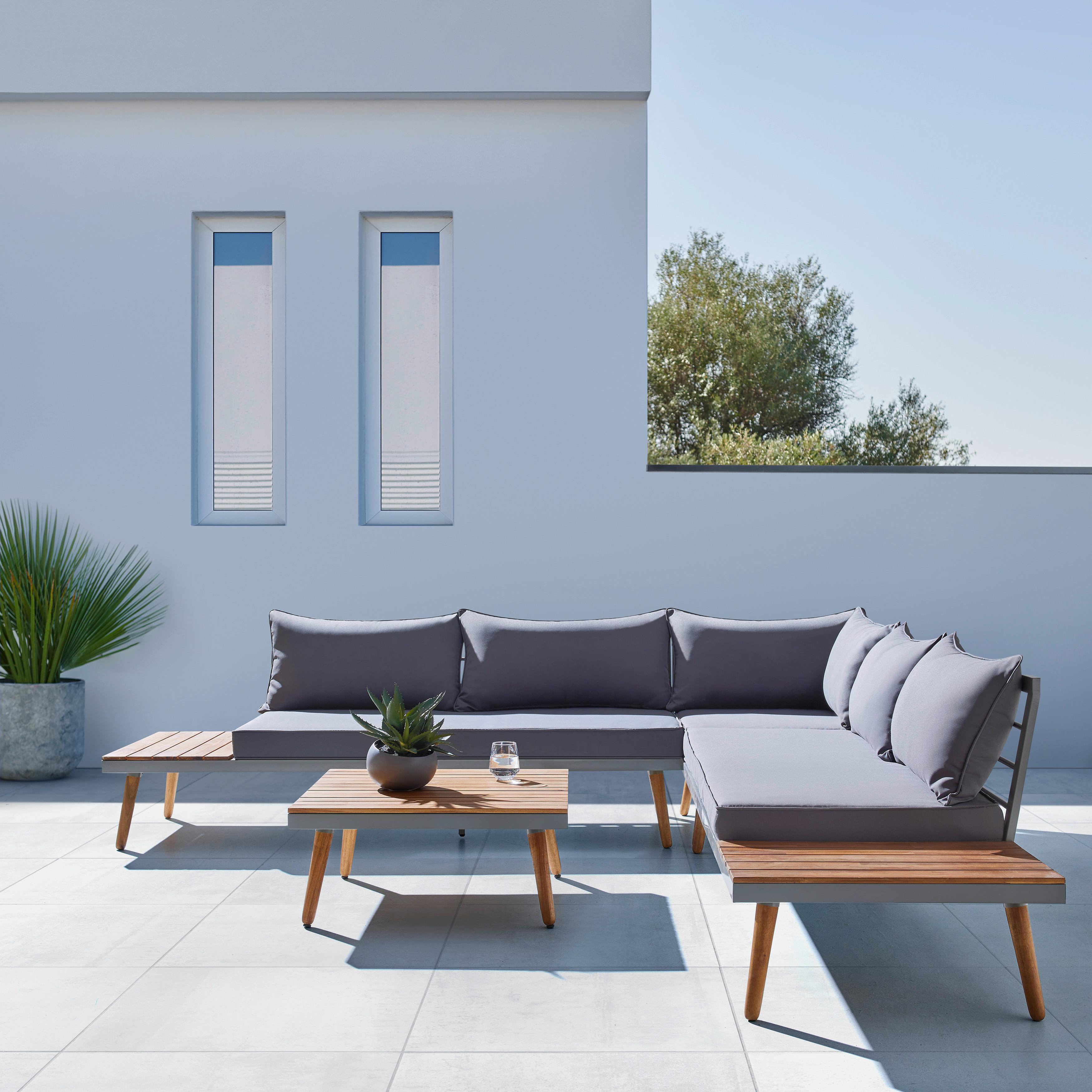 Lounge Garnitúra Lanciano - Szürke/Akácia színű, modern, Fa/Fém (257/257cm) - Bessagi Garden