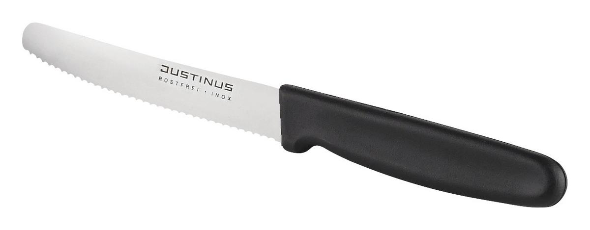 NÓŻ DO BUŁEK 222-820 - kolor srebrny/czarny, Basics, tworzywo sztuczne/metal (22cm) - Justinus