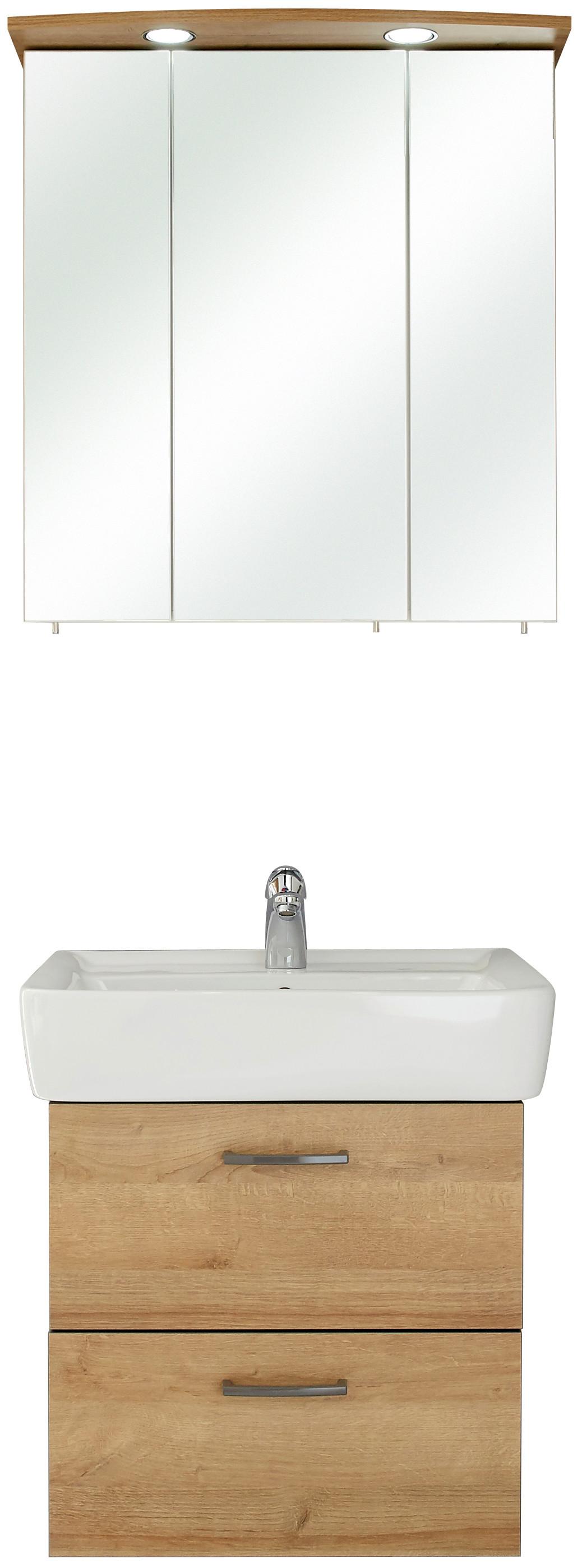 Badezimmer "Rüdesheim" , eiche - Eichefarben/Weiß, Basics, Keramik/Holzwerkstoff (65cm) - MID.YOU