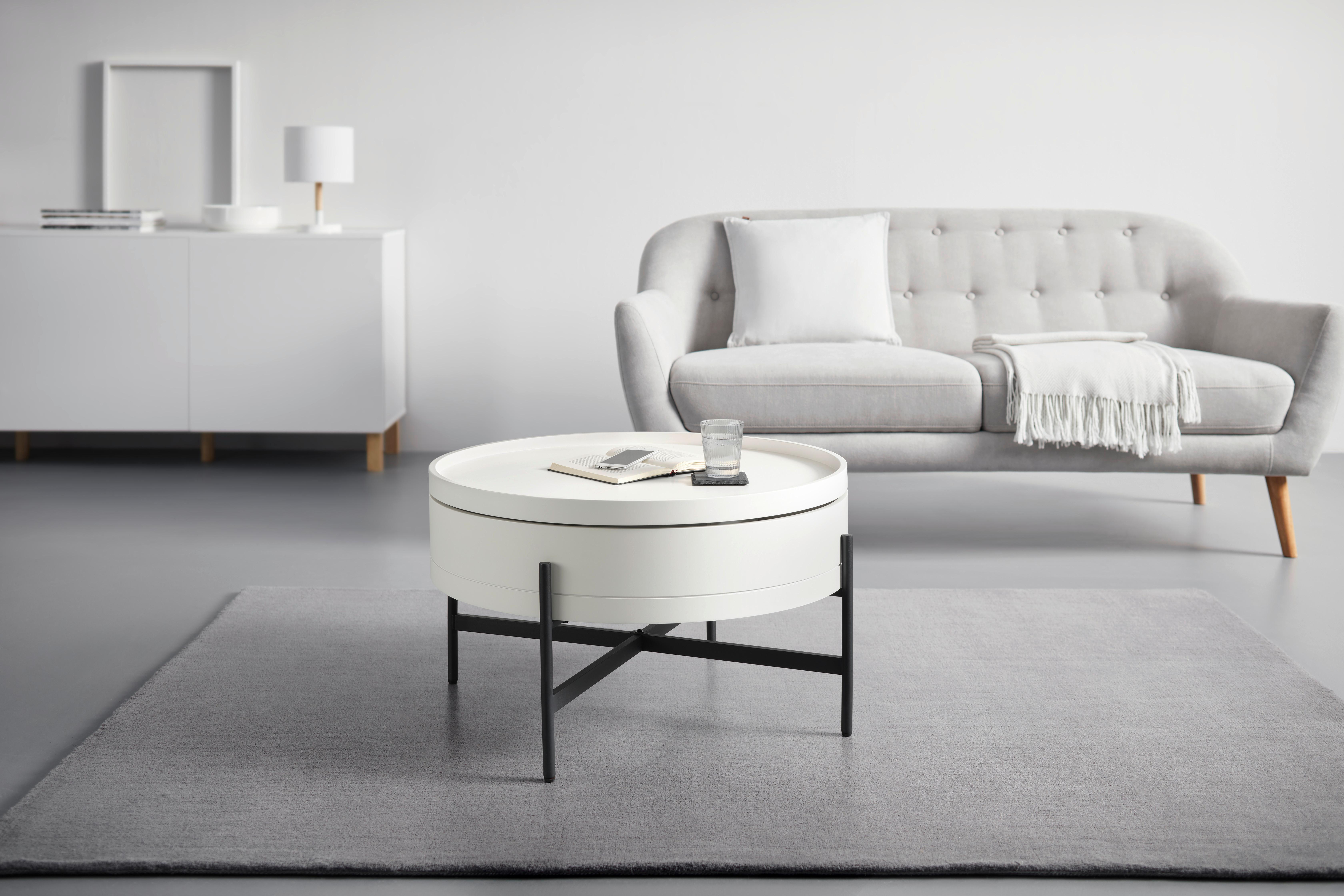 SOFFBORD MALABO - vit/svart, Modern, metall/trämaterial (80/45/80cm) - Premium Living