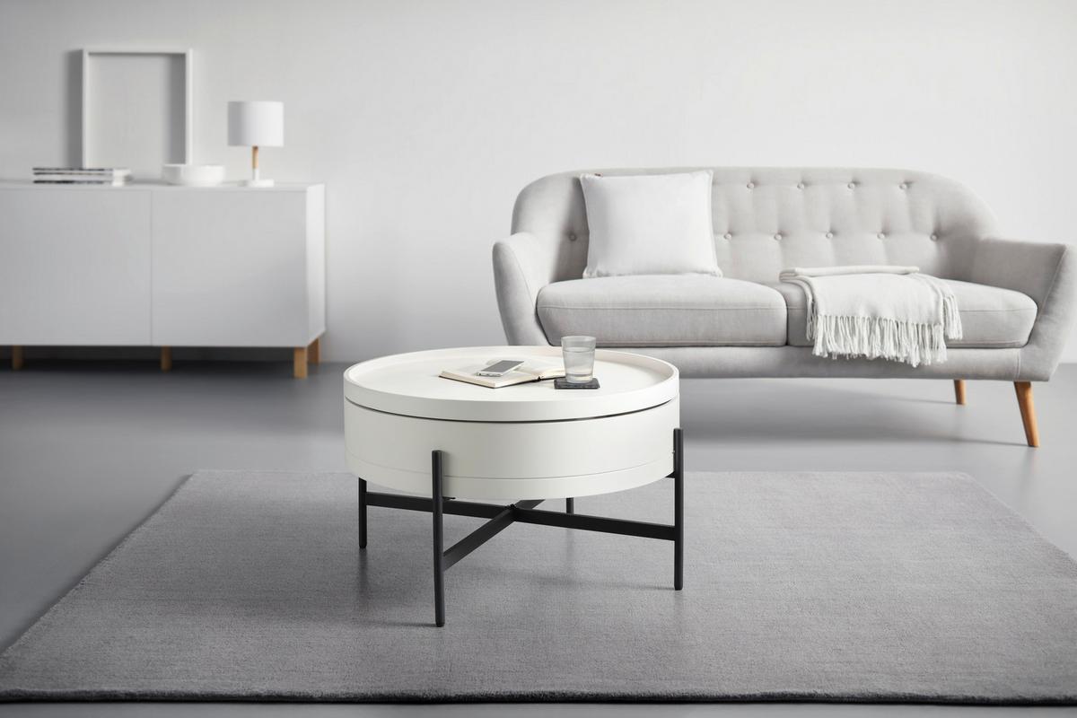 Couchtisch Malabo Weiß ca. 80x45x80cm - Schwarz/Weiß, MODERN, Holzwerkstoff/Metall (80/45/80cm) - Premium Living