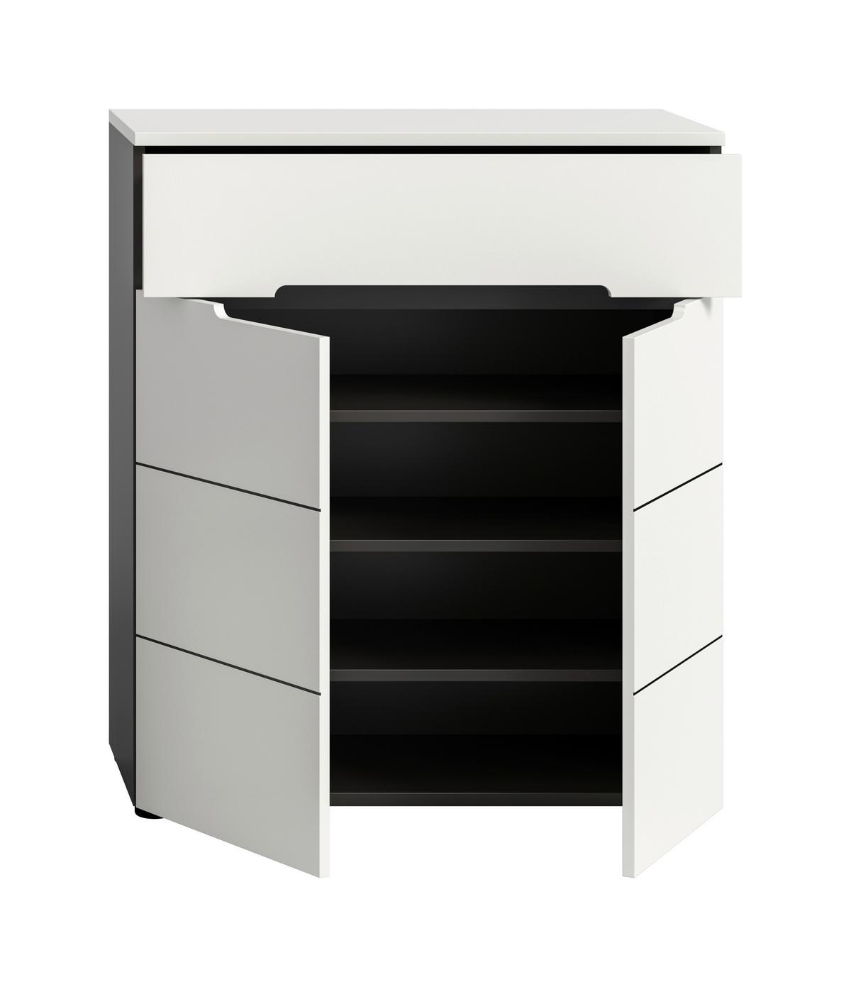 Omara Za Čevlje Canu, Bela, Siva - siva/črna, Design, umetna masa/leseni material (80/94/37cm) - Livetastic