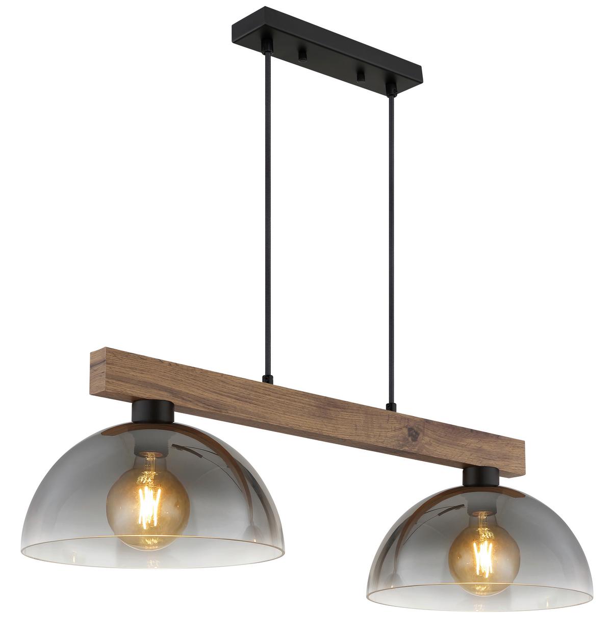 Hängeleuchte 30660246 Romy - Klar/Dunkelbraun, Design, Glas/Holz (85/30/120cm) - Globo