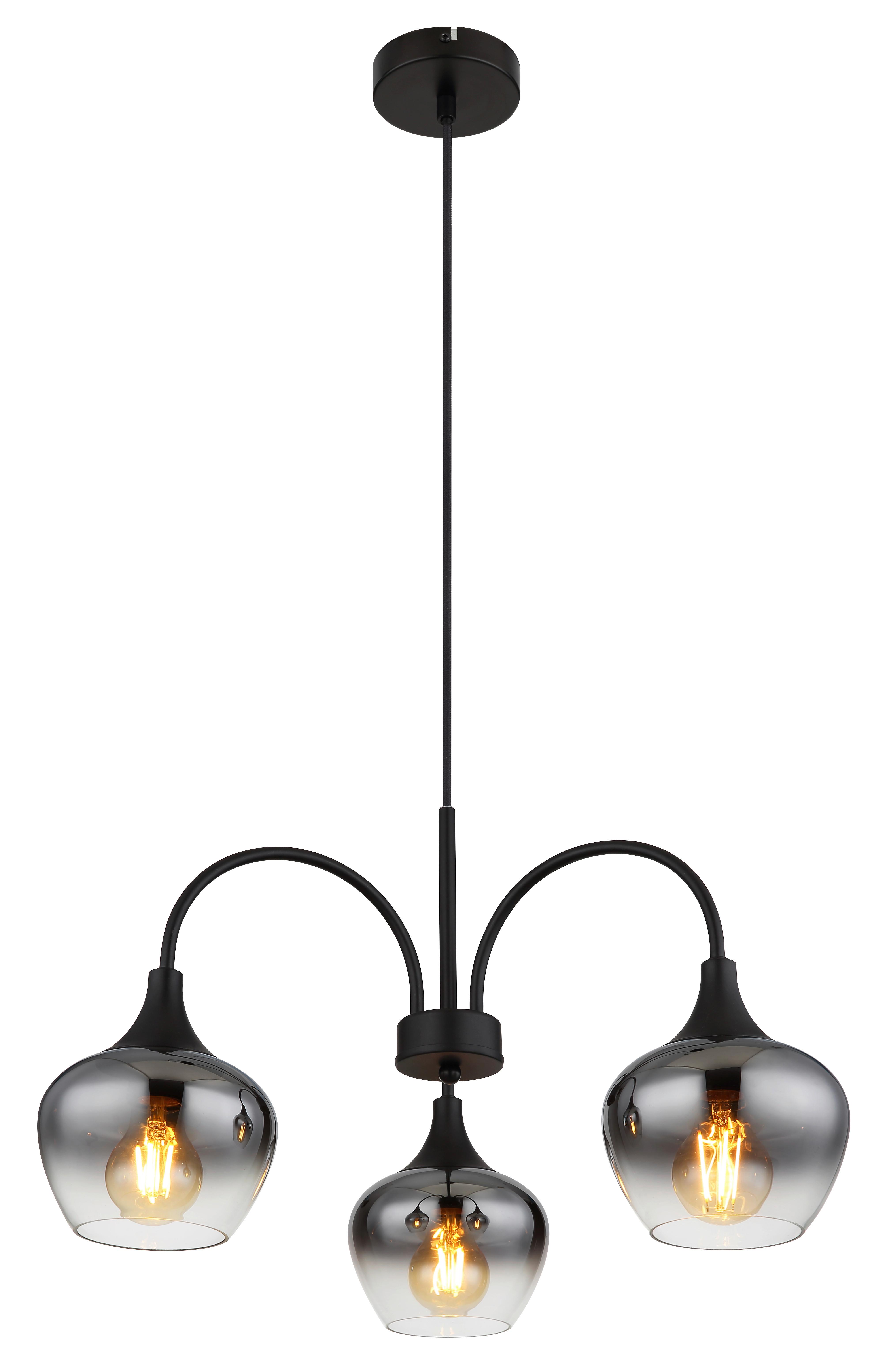 Hängeleuchte Maxy Schwarz max. 40 Watt - Schwarz, Design, Glas/Textil (55/120cm) - Globo