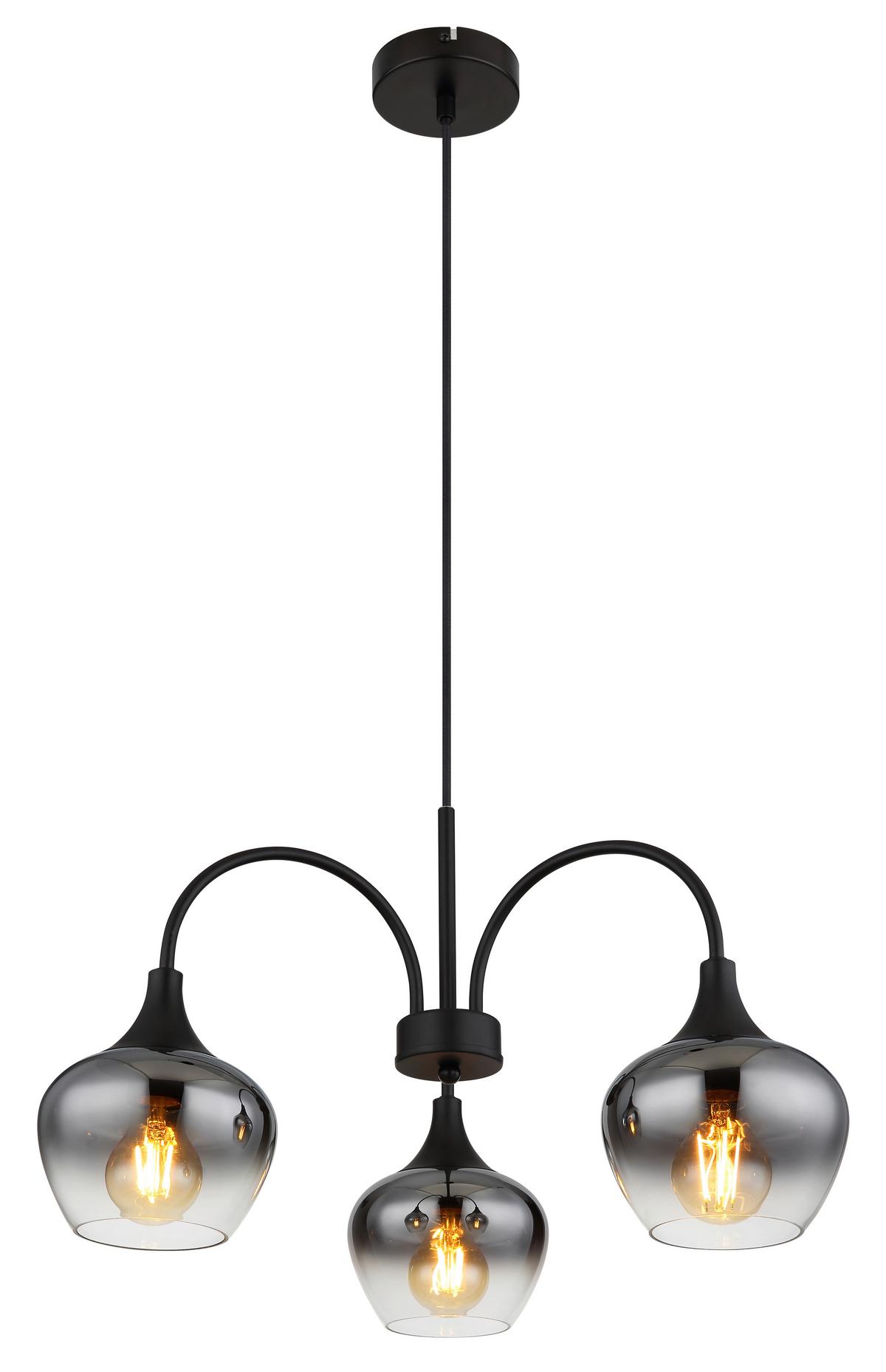 Hängeleuchte Maxy Schwarz max. 40 Watt - Schwarz, Design, Glas/Textil (55/120cm) - Globo