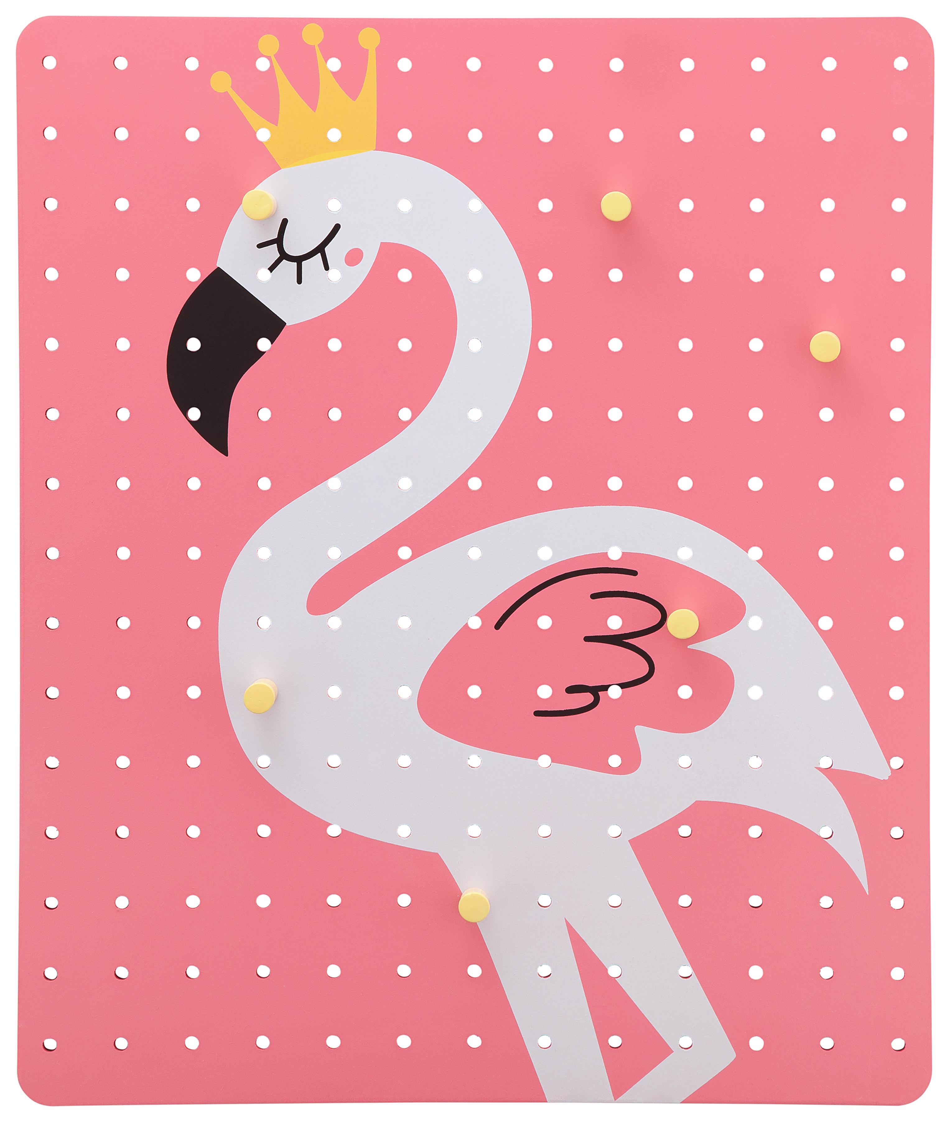 Hängeorganizer Luis mit Flamingomotiv - Pink, Holzwerkstoff (40/48/3,5cm)