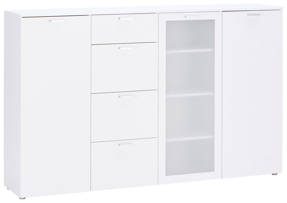 Komoda Xeno, Bela, Mlečno Steklo - bela, Konvencionalno, umetna masa/leseni material (180/115/37cm) - Mömax