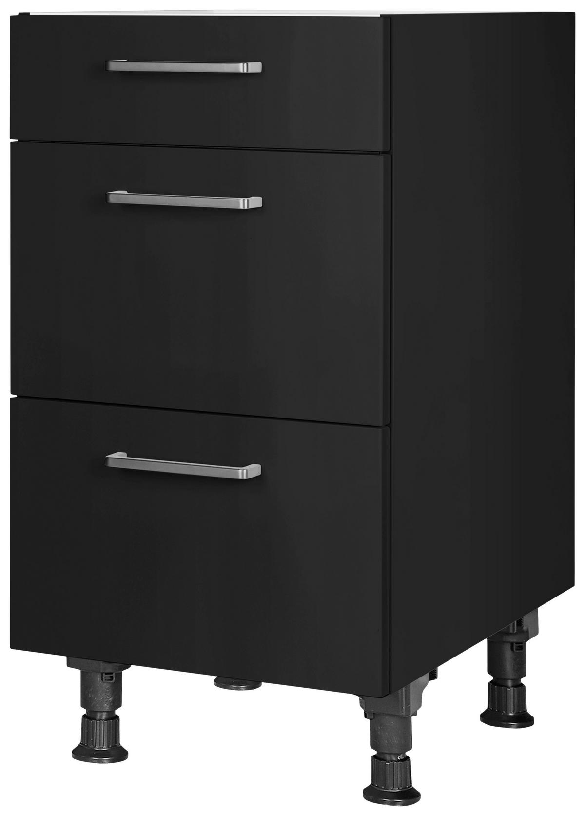Schubkastenunterschrank Touch Schwarz - Edelstahlfarben/Schwarz, MODERN, Holzwerkstoff/Metall (45/87/56cm) - Nobilia
