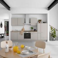 Küchenblock Touch Low m. Geräten Grau - Eiche dunkel/Schwarz, MODERN, Holzwerkstoff/Metall (330cm) - Nobilia