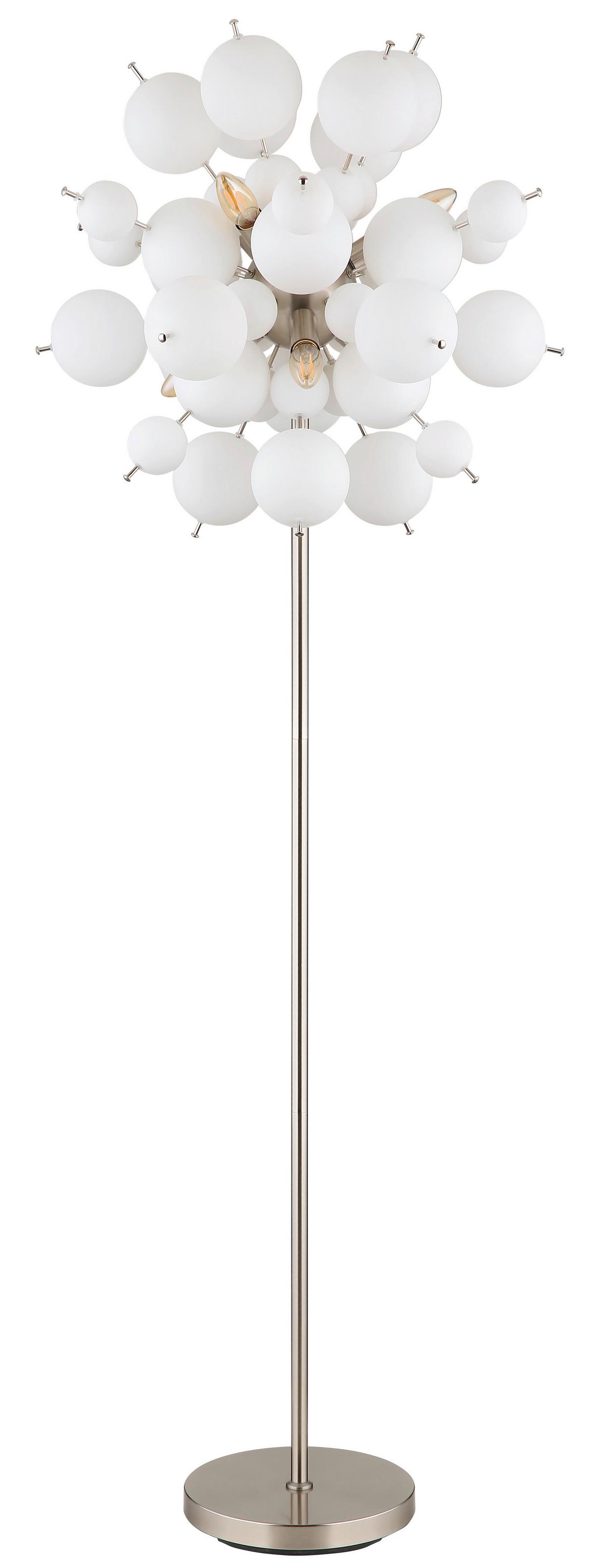 Stehleuchte Udo Nickelfarben max. 25 Watt - Nickelfarben, Design, Glas/Metall (55/155cm) - Globo