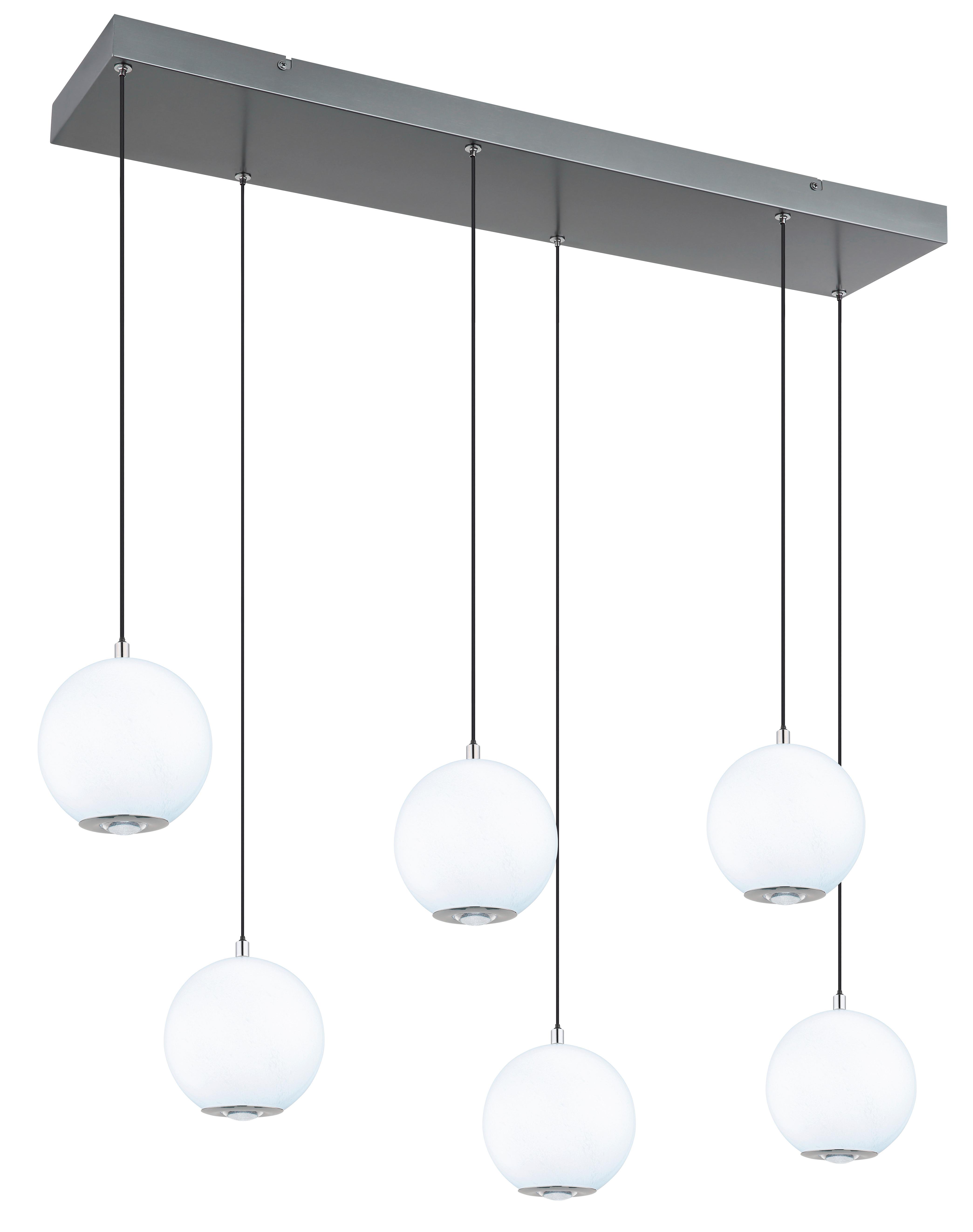 LED-HÄNGELEUCHTE 16062-6H SIMMONS - Klar/Chromfarben, Konventionell, Glas/Kunststoff (97,5/30/150cm) - Globo