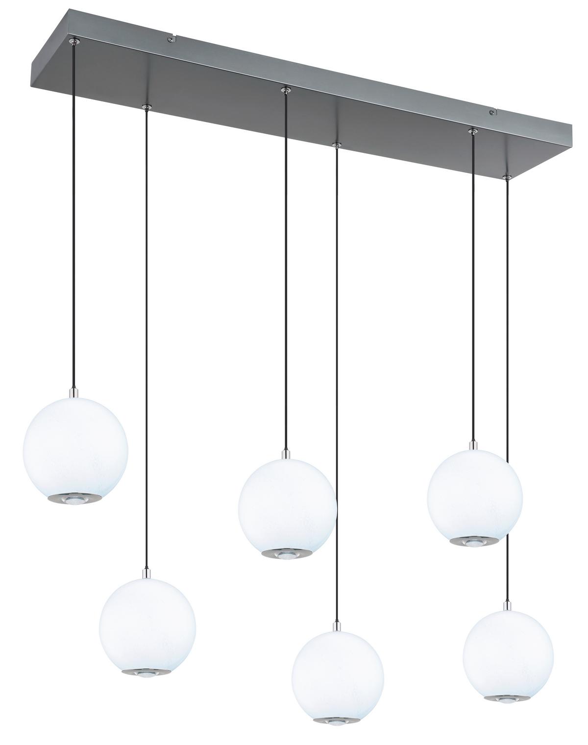 LED-HÄNGELEUCHTE 16062-6H SIMMONS - Klar/Chromfarben, Konventionell, Glas/Kunststoff (97,5/30/150cm) - Globo