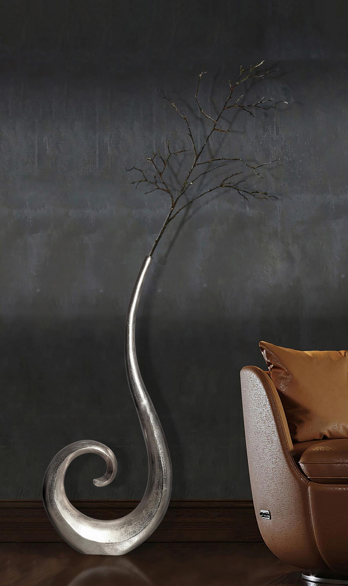 DEKOVASE DEKOVASE SPIRALE SILBER - Silberfarben, Design, Metall (48/100/10cm) - Livetastic