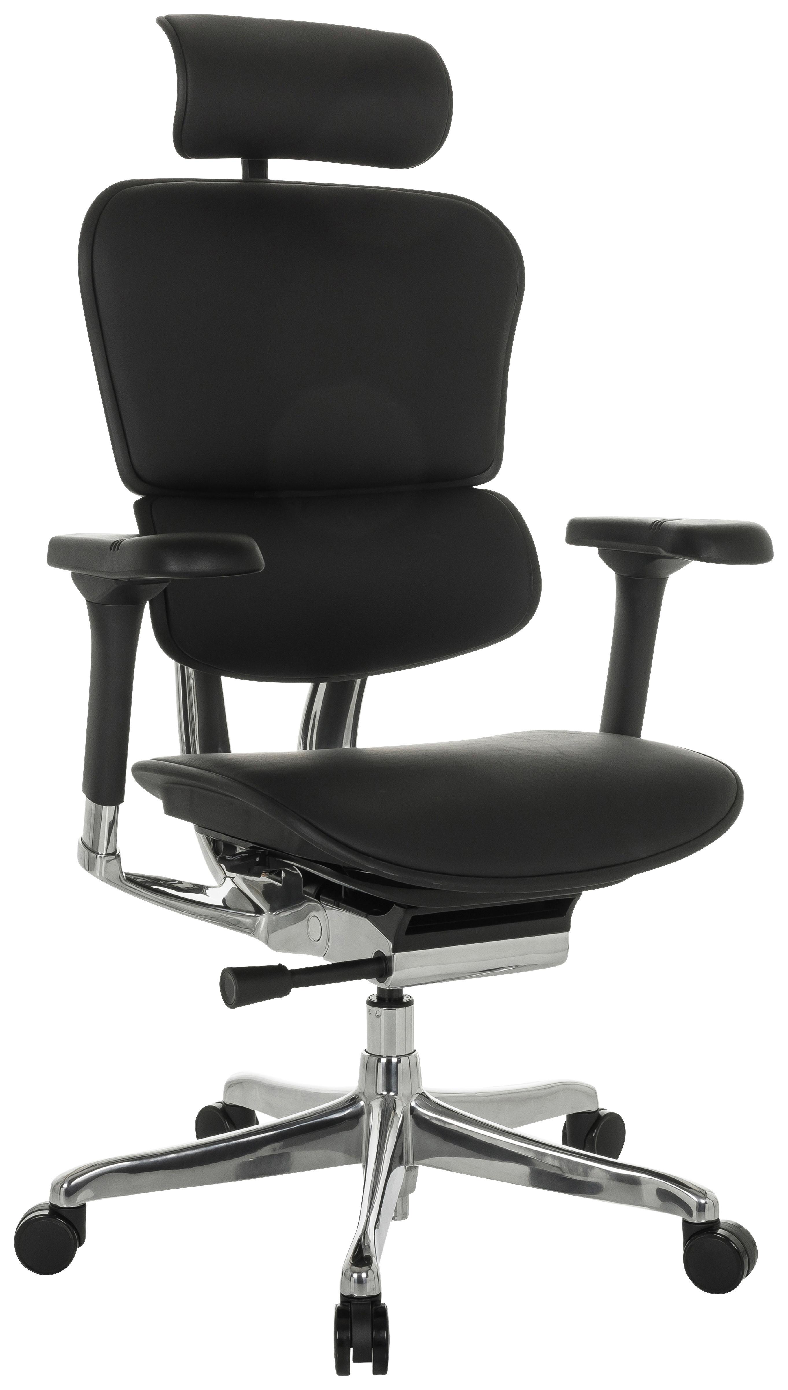 Drehstuhl Ergohuman Gen2 Schwarz - Silberfarben/Schwarz, MODERN, Leder/Kunststoff (78/117 - 136/64cm) - MID.YOU