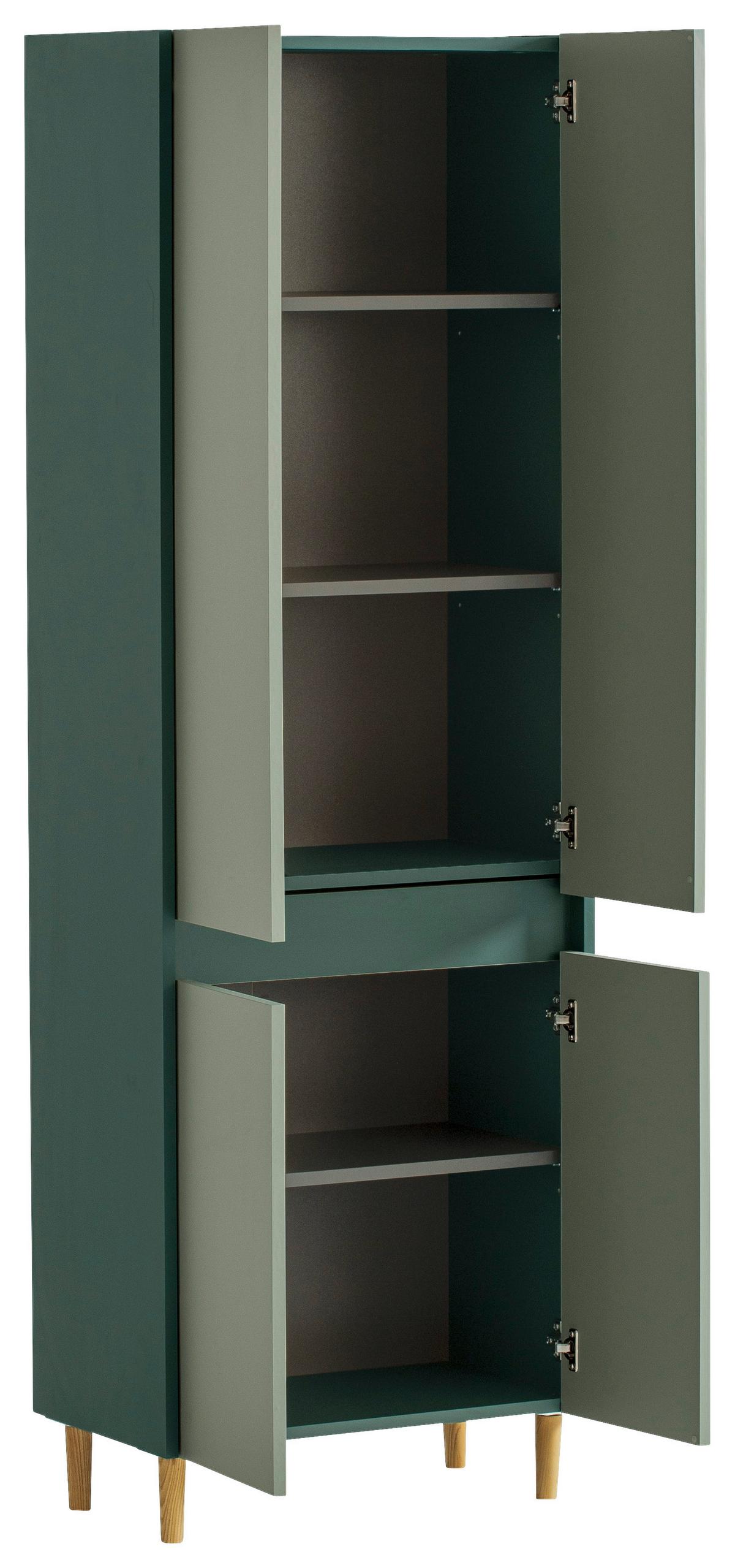 Hochschrank Lovis Dunkelgrün - Eschefarben/Hellgrün, MODERN, Holz/Holzwerkstoff (56,9/170,0/33,0cm) - MID.YOU