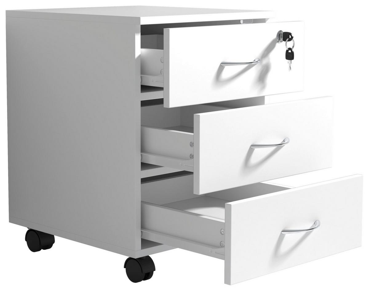 Predalnik Na Kolescih Baula L, Bela - srebrne barve/bela, Design, kovina/umetna masa (40/54/44cm) - MID.YOU