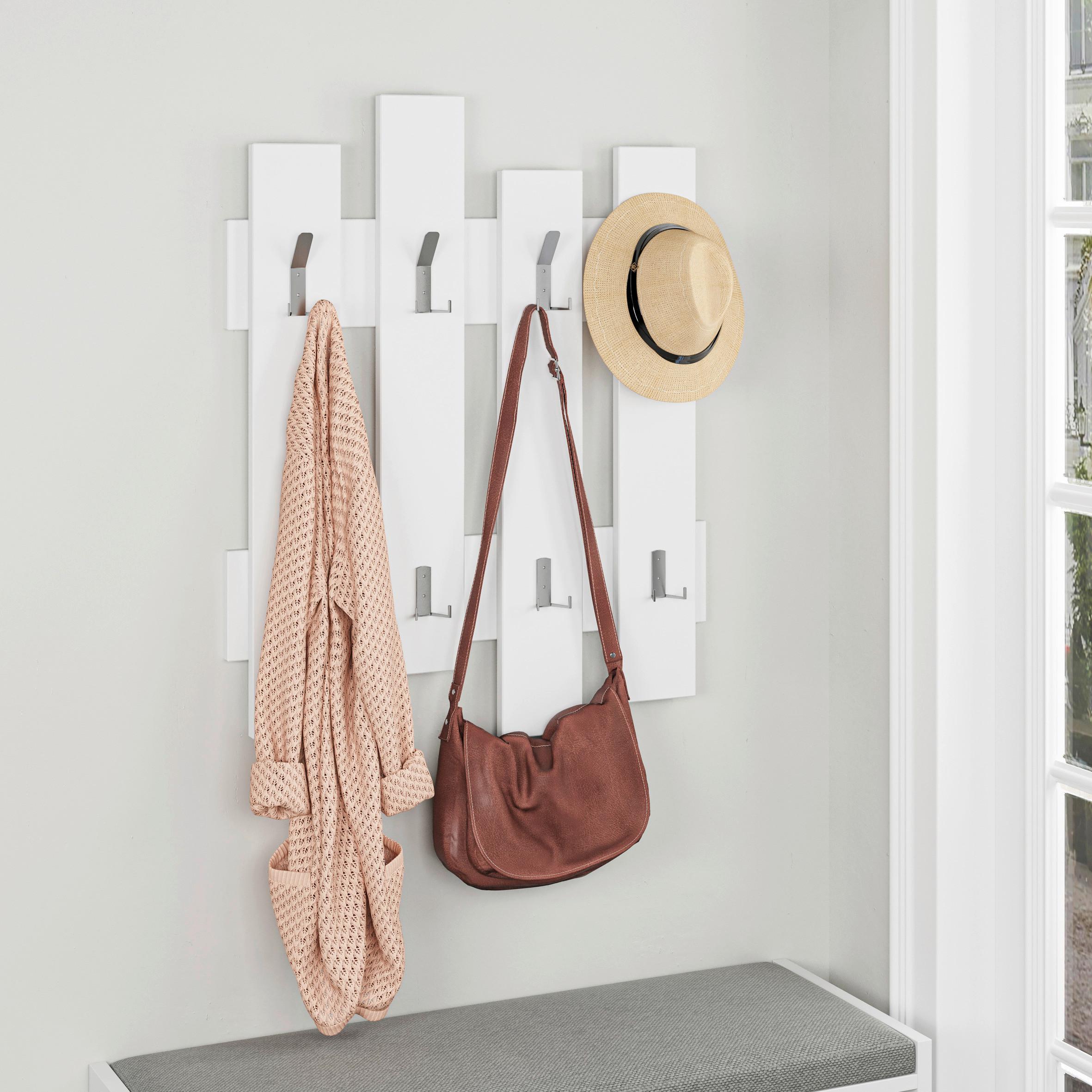 Wandgarderobe Wave ca.64x81cm Weiß - Weiß, Design, Holzwerkstoff (64/81/4cm) - Livetastic