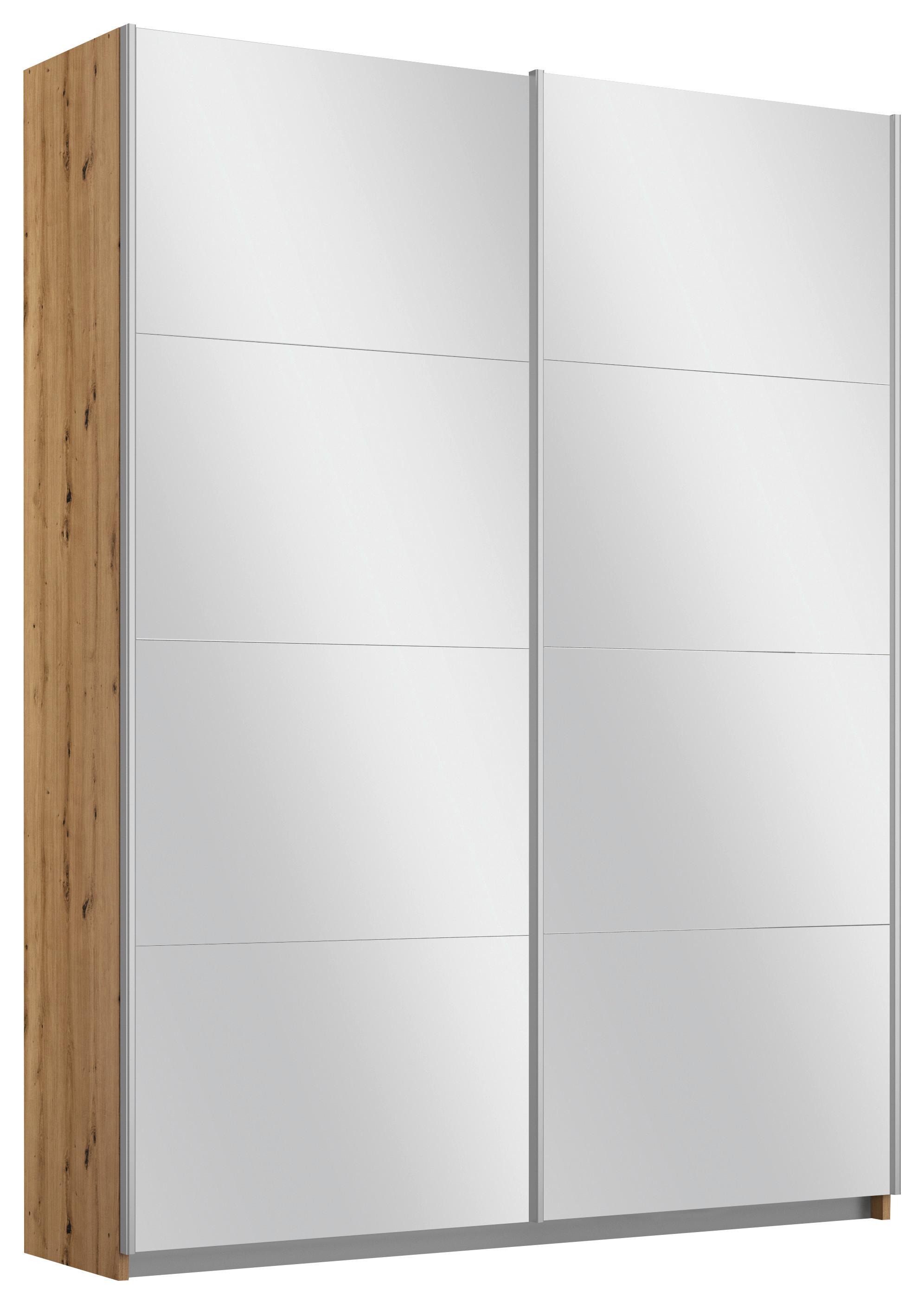 Ormar S Kliznim Vratima Subito - srebrne boje/hrast Artisan, Moderno, drvni materijal/metal (136/197/61cm) - Modern Living