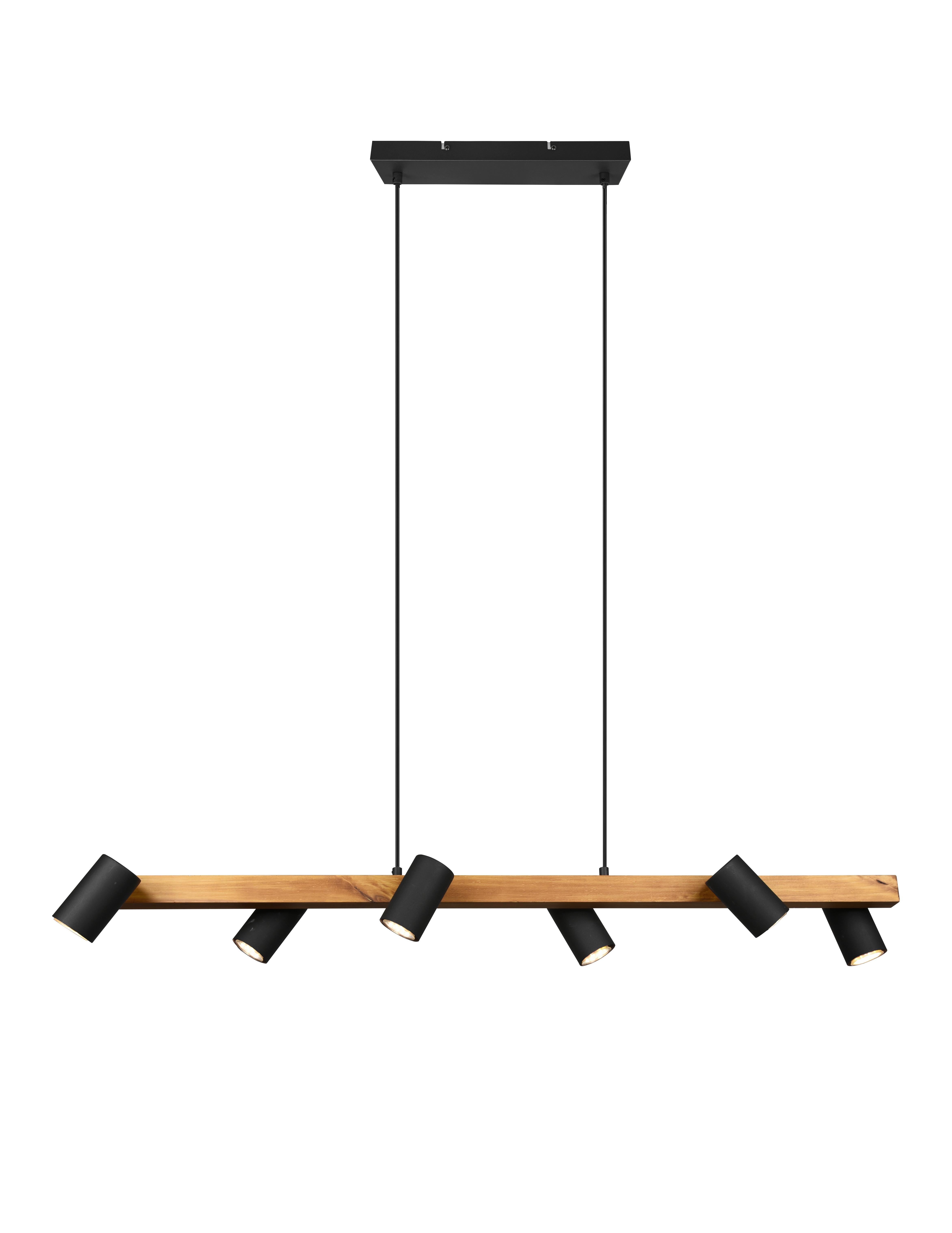 Hängeleuchte Marley Schwarz max. 35 Watt - Schwarz, Basics, Holz/Metall (115/20/150cm) - Trio Leuchten