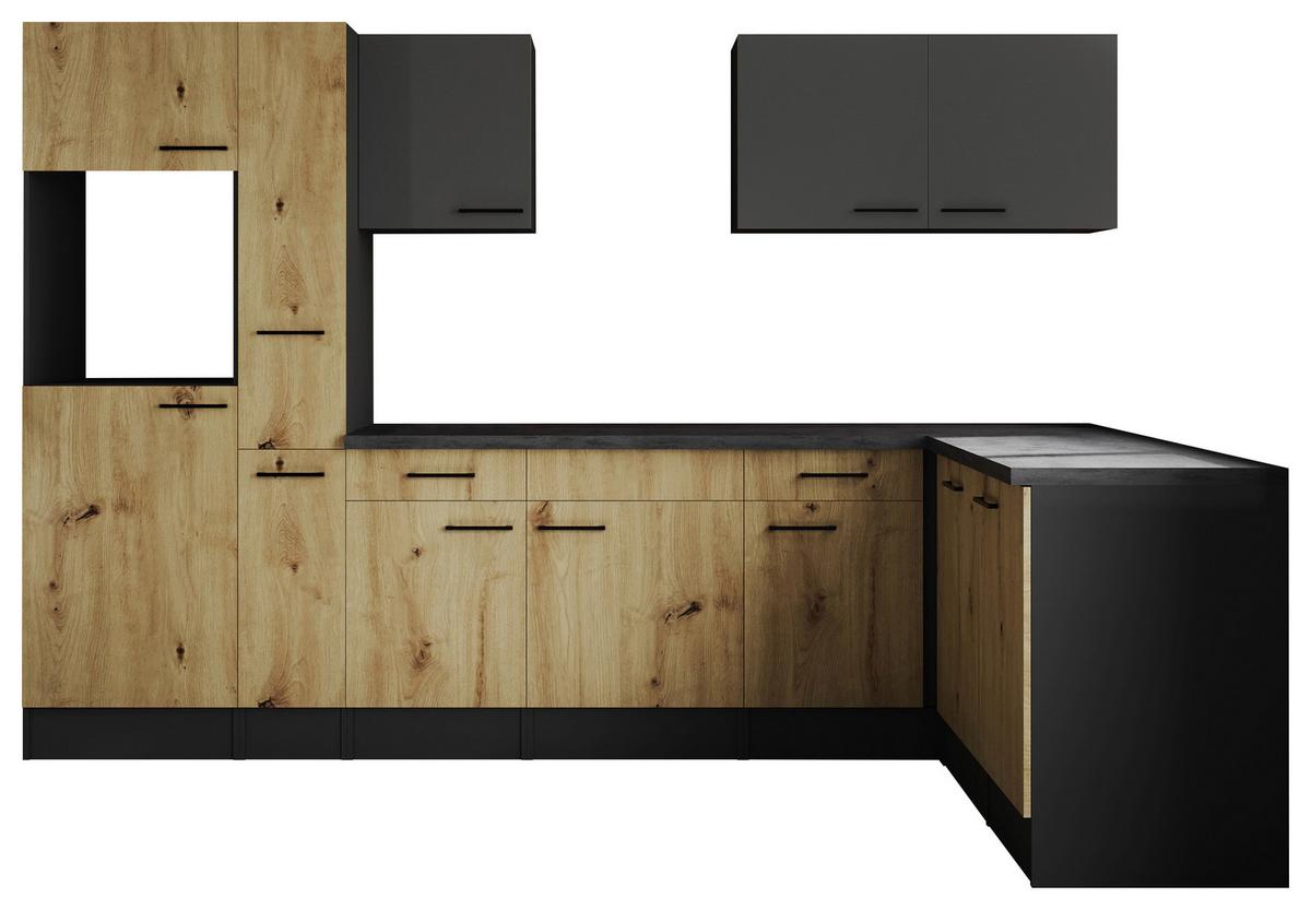 Kotna Kuhinja Brez Aparatov Oliver, 310x172cm - siva/črna, Design, kovina/leseni material (310/172cm) - Respekta