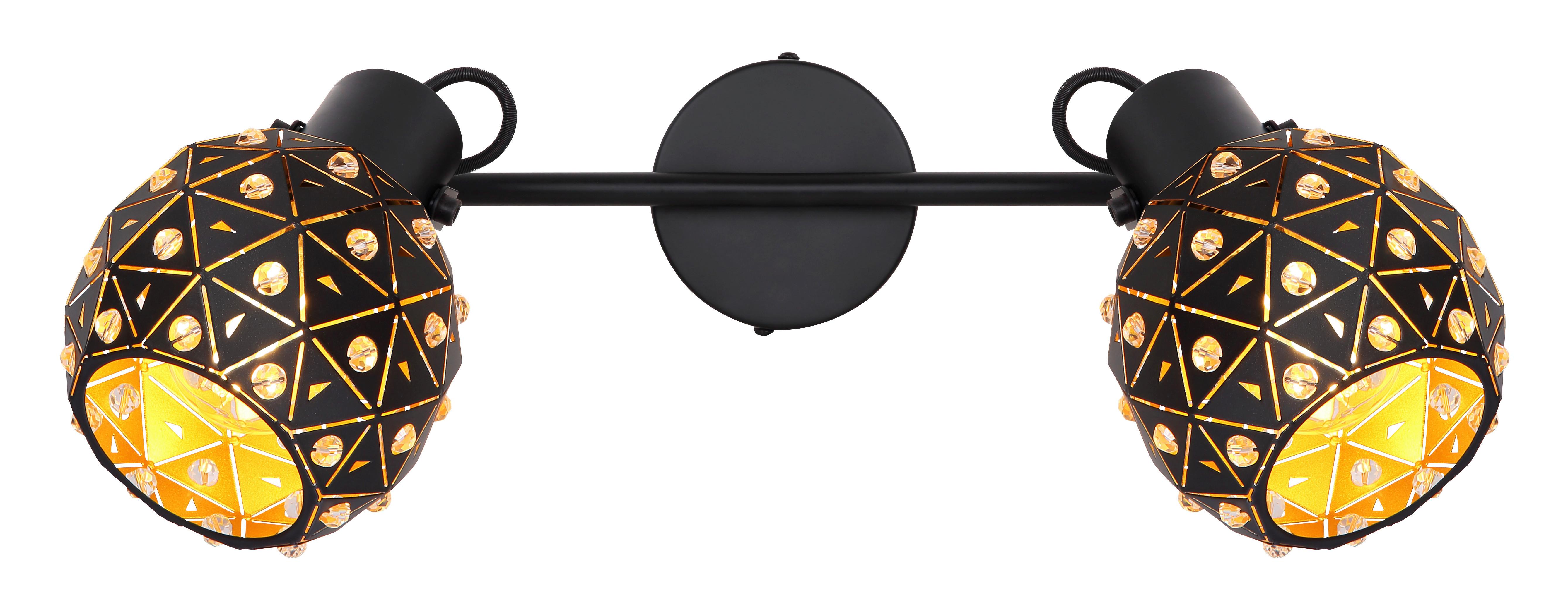 Strahler Jodie in Schwarz max. 40 Watt - Klar/Goldfarben, Basics, Glas/Metall (35/12/26cm) - Globo