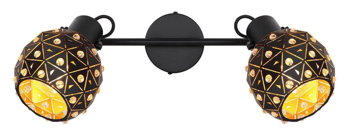 Strahler Jodie in Schwarz max. 40 Watt - Klar/Goldfarben, Basics, Glas/Metall (35/12/26cm) - Globo