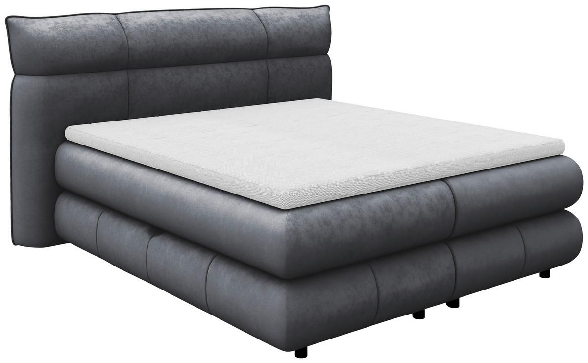 Boxspring Krevet Caramelo - crna/antracit, Trend, tekstil/plastika (140/200cm) - Premium Living