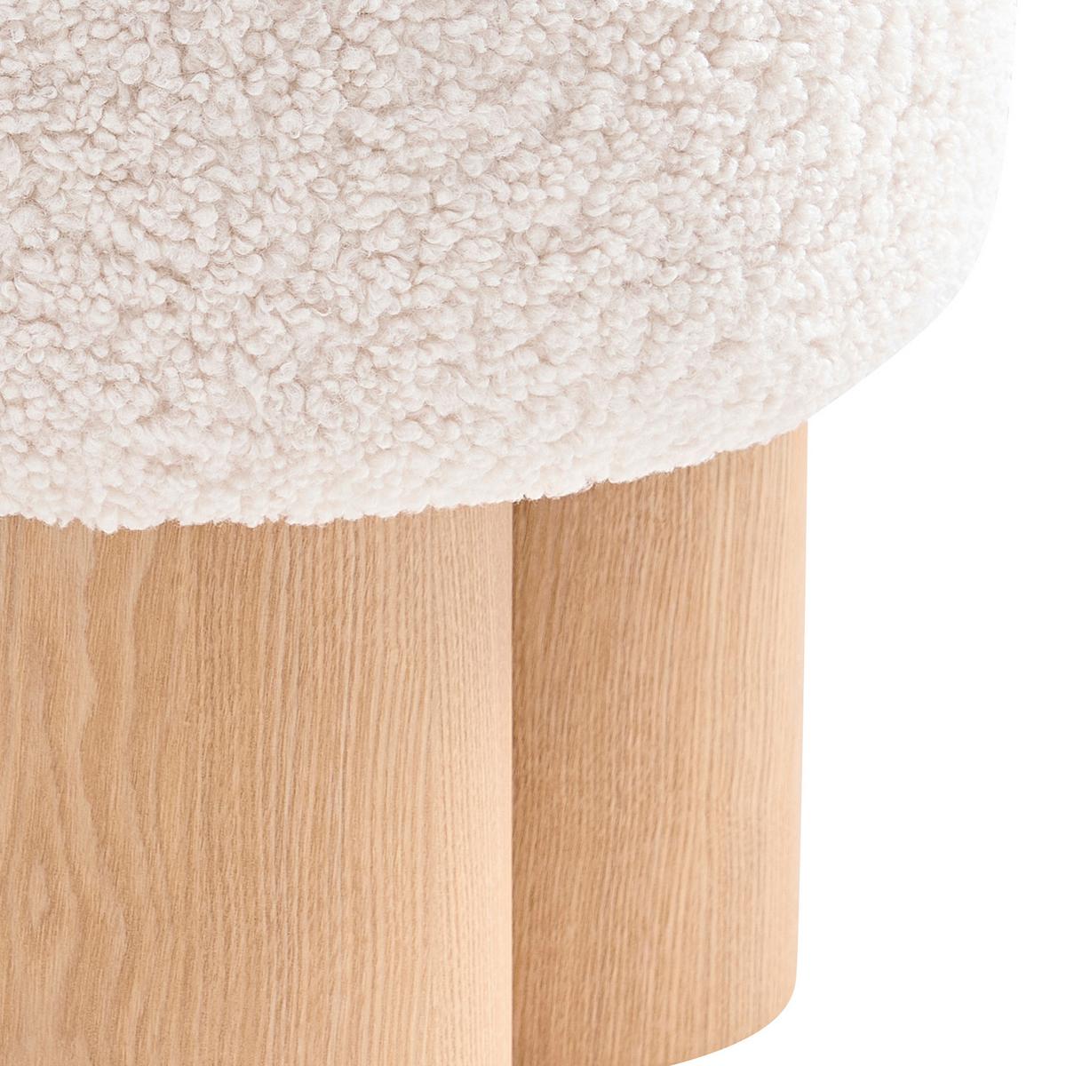 Tabure Japandi 2, Bela, Pravi Les - bela/naravne barve, Moderno, tekstil/leseni material (50/49/50cm) - Livetastic