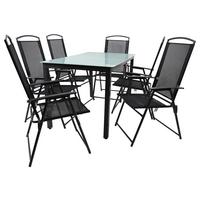 Gartentischgruppe Anthrazit 7-teilig - Anthrazit, Basics, Glas/Textil (140/80/73cm) - Gardenson