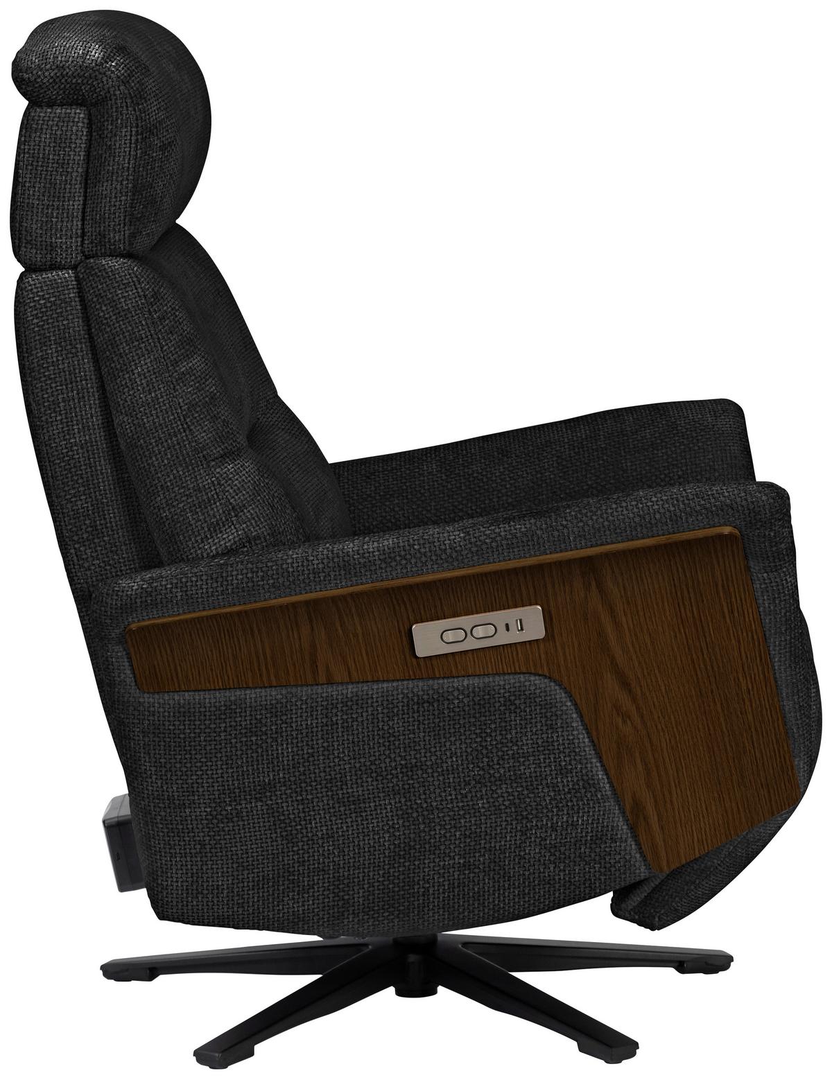 Tv Fotelj Rio - črna/barva oreha, Moderno, kovina/tekstil (75/106/87cm)