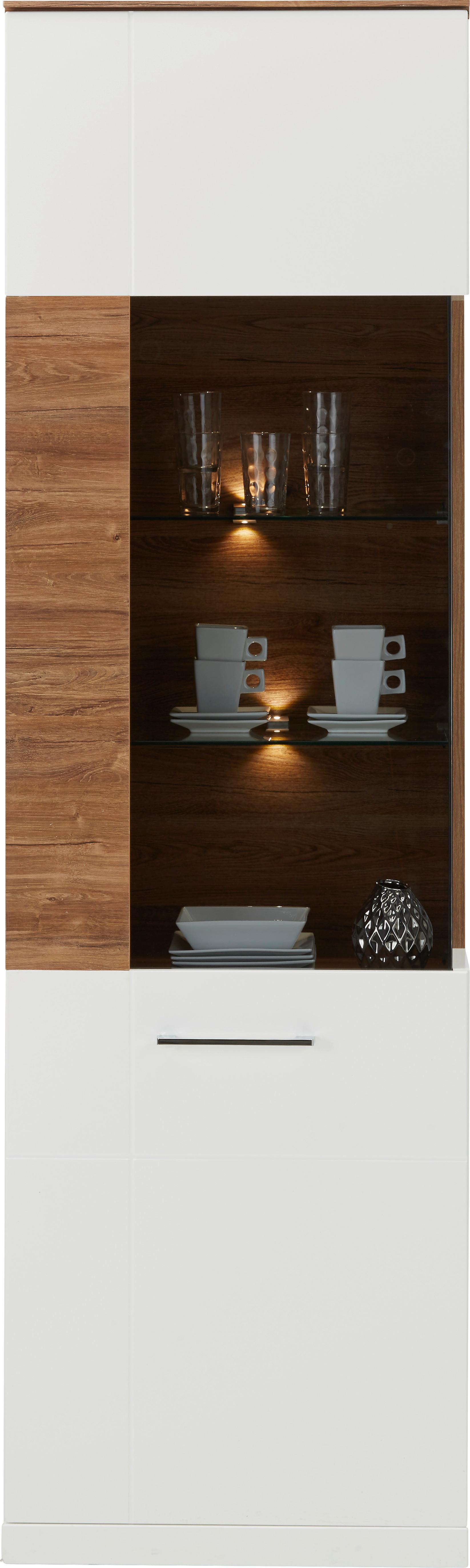 Vitrine in Weiss Hochglanz - Modern, Holz (60/202/40cm) - Premium Living