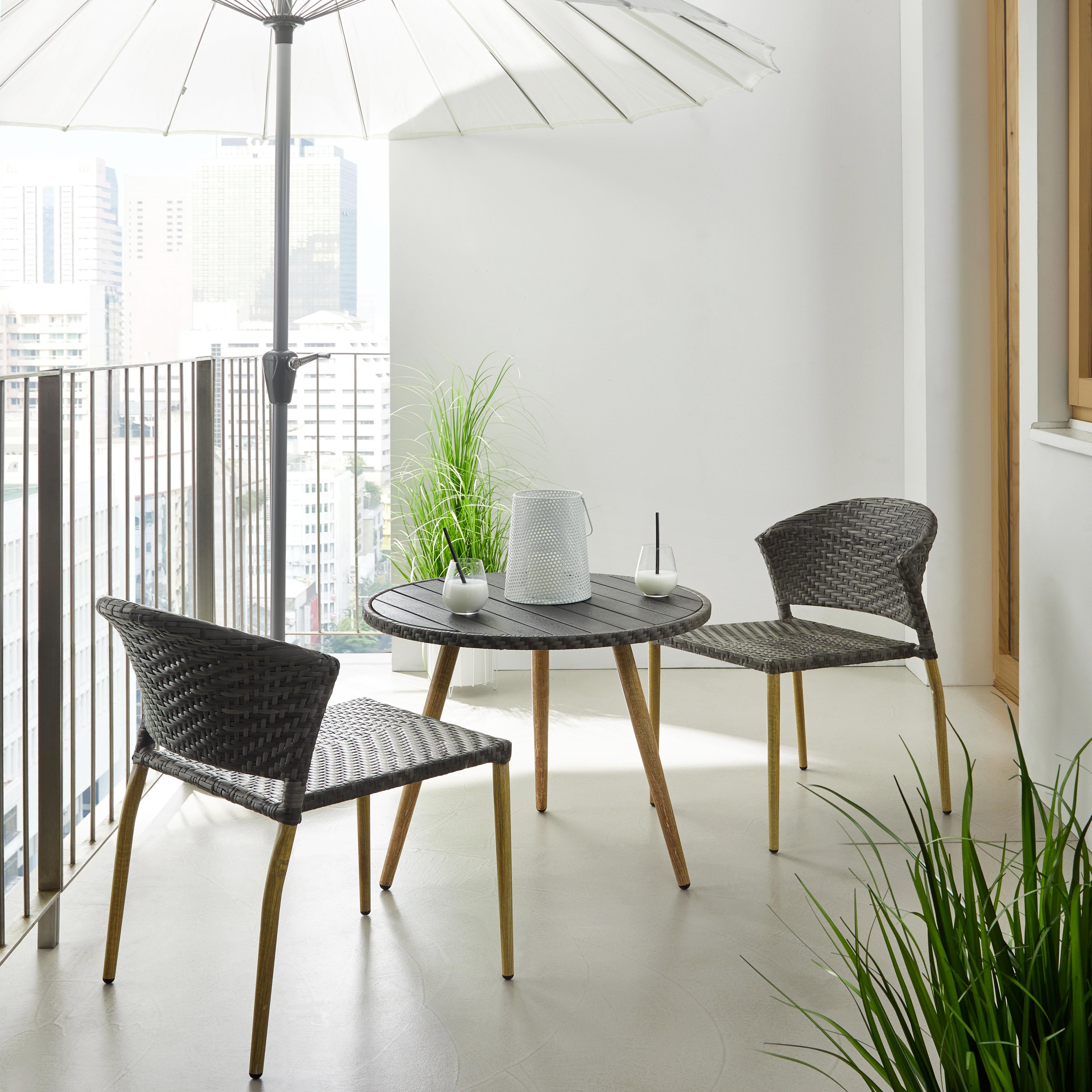 BALKONSET Marie in Grau - Grau, MODERN, Kunststoff/Metall - Bessagi Garden