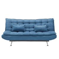 Schlafsofa in Dunkelblau mit Kissen - Silberfarben/Dunkelblau, Holz/Textil (196/92/98cm) - Based
