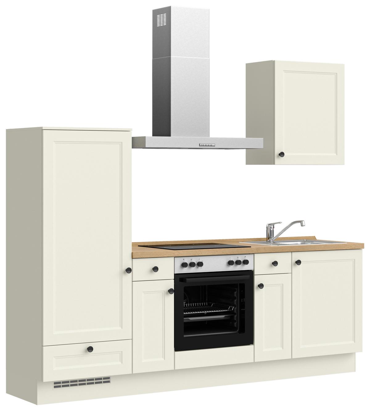 Küchenblock Cascada Low m. Geräten Weiß - Eichefarben/Schwarz, MODERN, Holzwerkstoff/Metall (240cm) - Nobilia