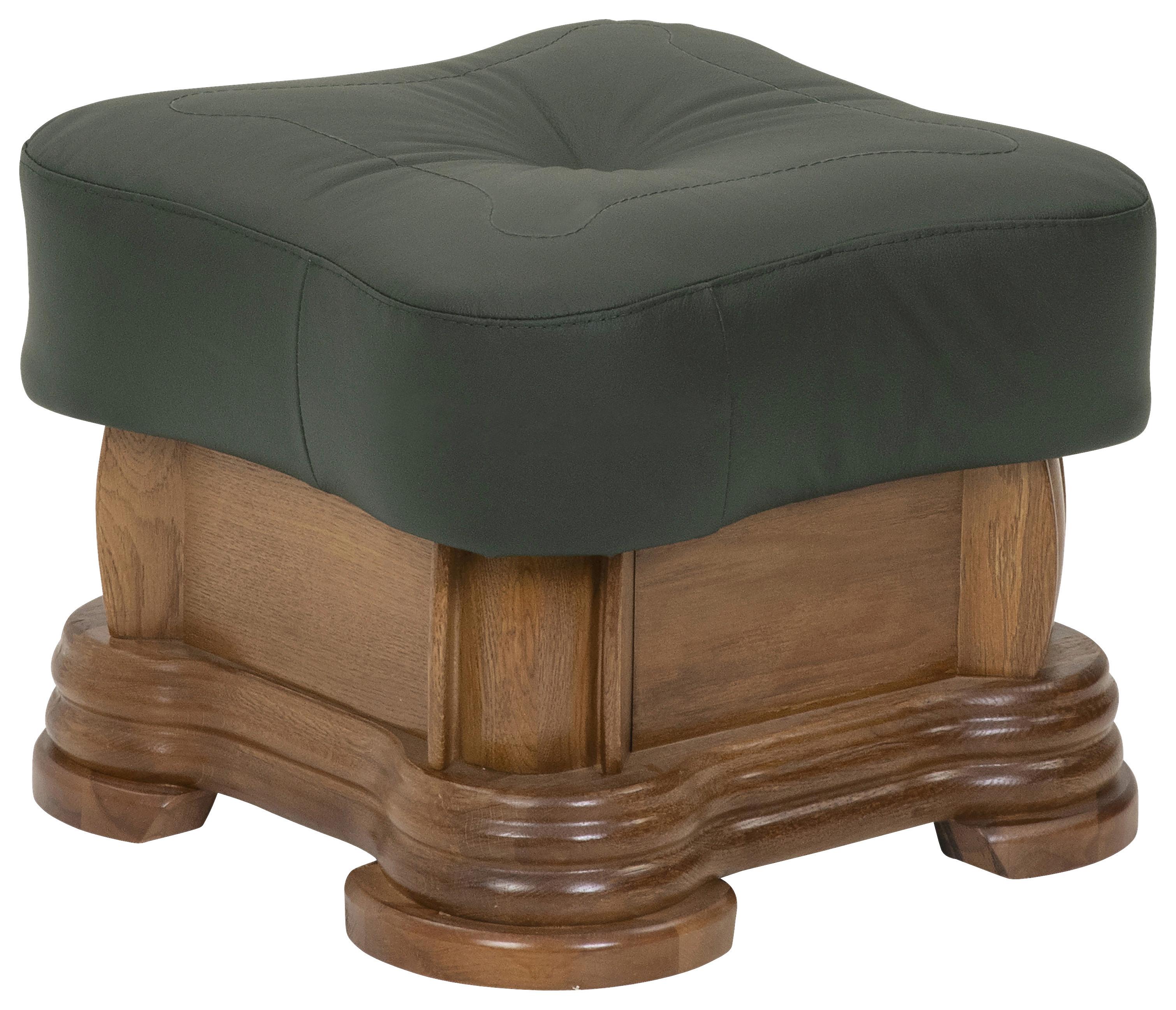 Hocker Arkansas Dunkelgrün Echtleder - Dunkelgrün, KONVENTIONELL, Leder/Holz (50/40/50cm) - Max Winzer