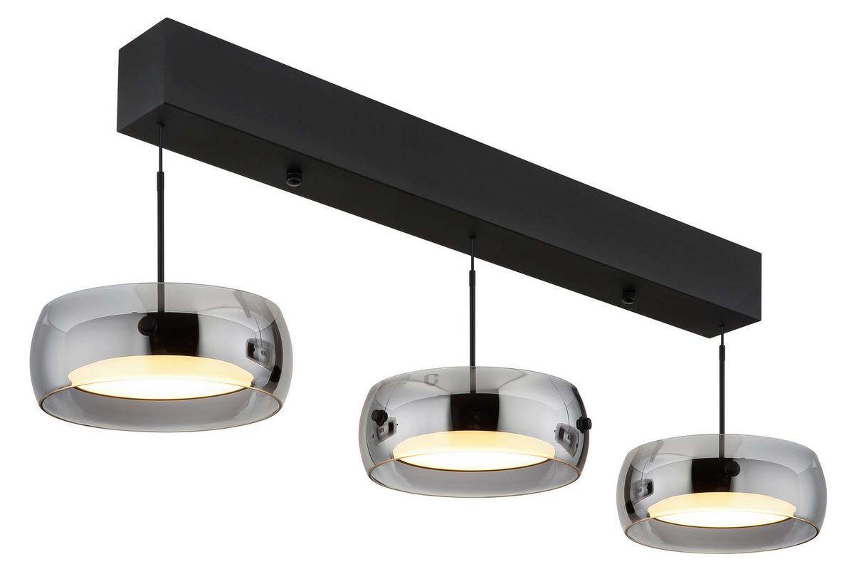 Led-hängeleuchte 16058-3 Livion - Weiss/Schwarz, Design, Glas/Kunststoff (85/20/120cm) - Globo