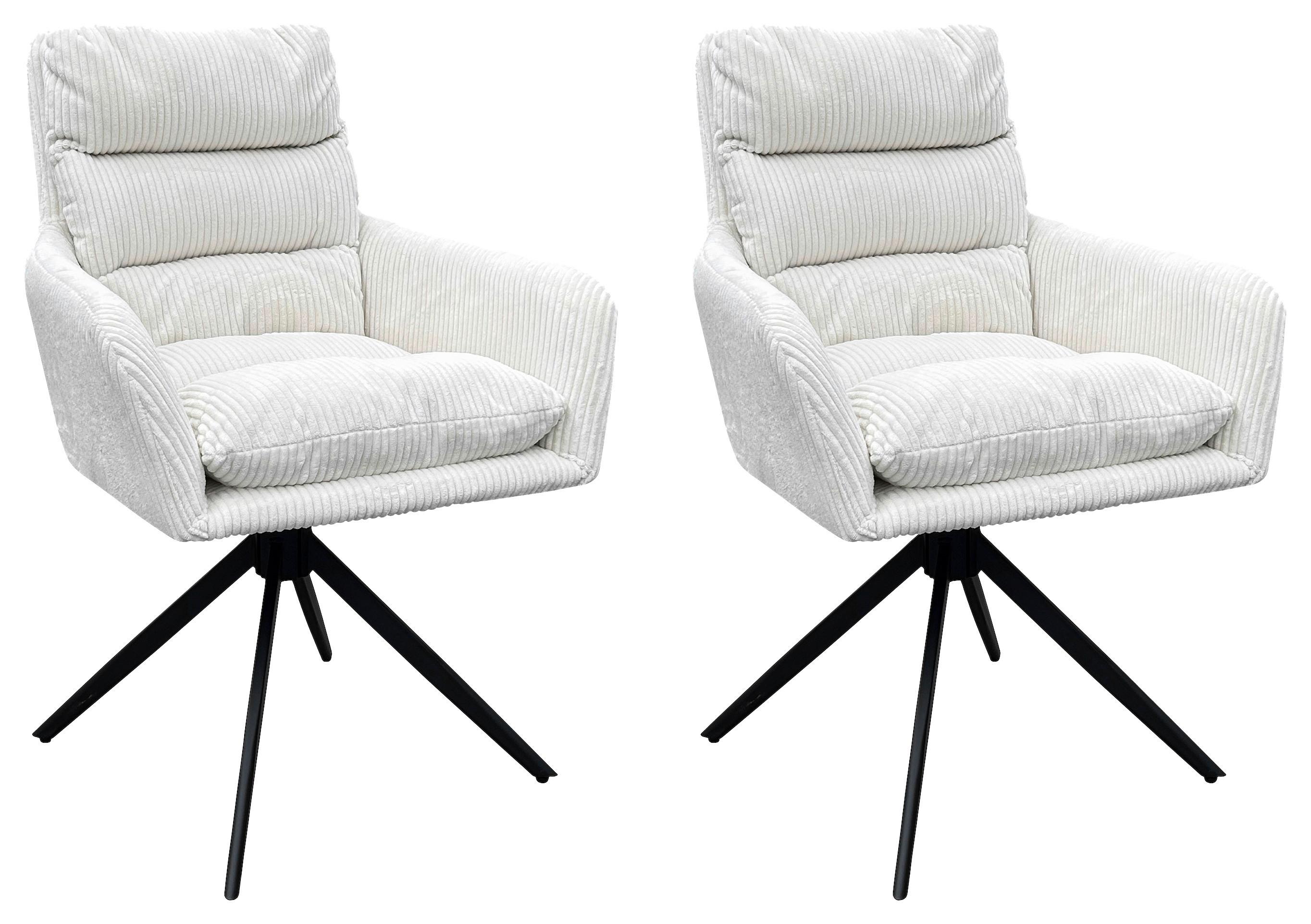 Armlehnstuhl-Set Pura 2er-Set Weiß - Schwarz/Weiß, Design, Textil/Metall (58/88/64cm) - MID.YOU