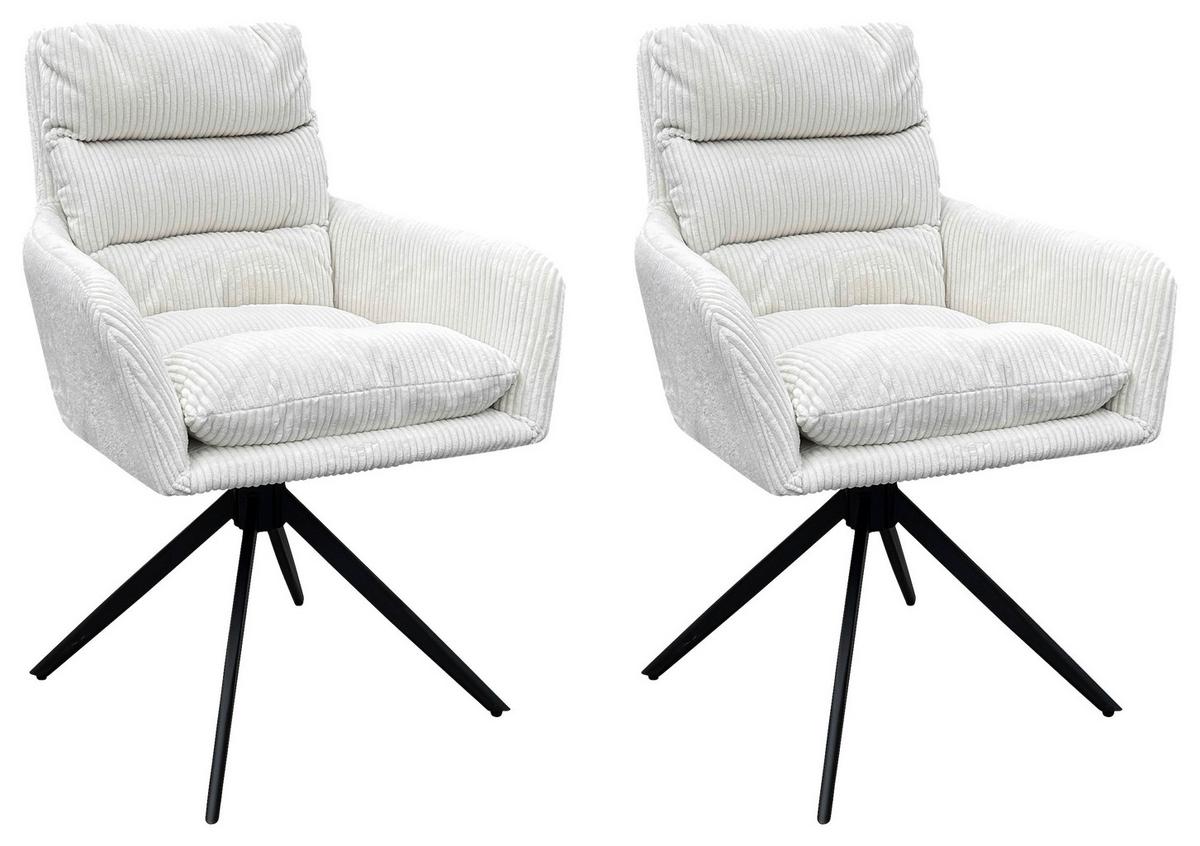 Armlehnstuhl-Set Pura 2er-Set Weiß - Schwarz/Weiß, Design, Textil/Metall (58/88/64cm) - MID.YOU