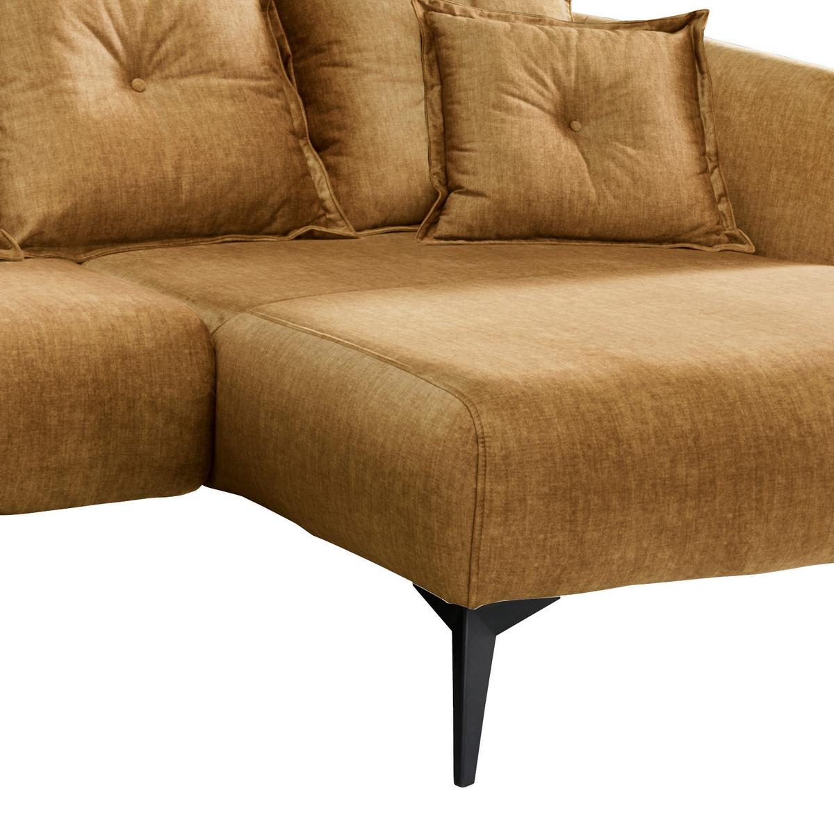 Wohnlandschaft Baggio Gelb Velours - Gelb/Schwarz, MODERN, Holz/Textil (277/162cm) - Livetastic