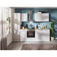 Küchenblock Anton Landhaus ohne Geräte ca. 280 cm Weiß - Wildeiche/Edelstahlfarben, Basics, Holzwerkstoff/Metall - Respekta