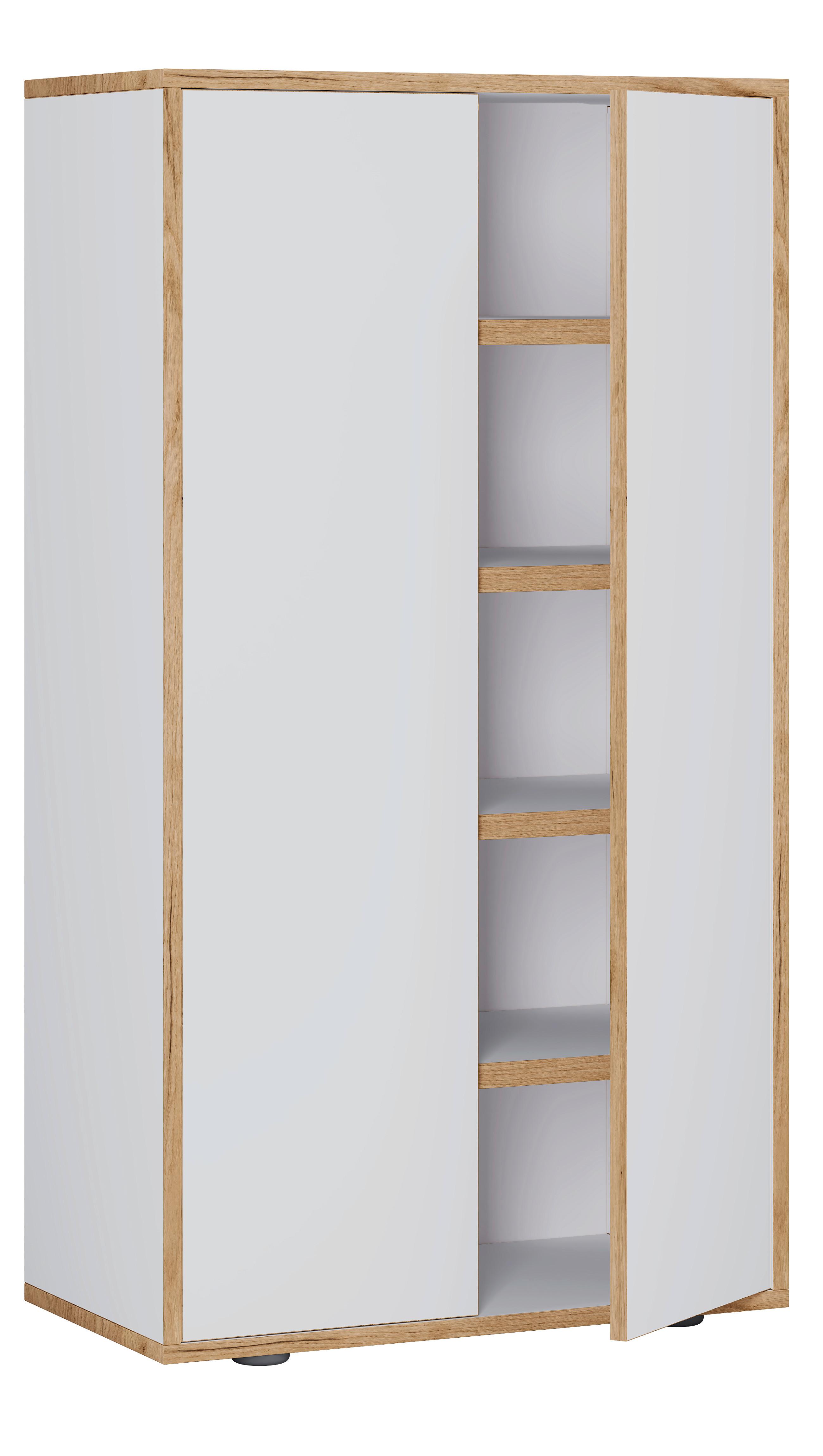 Omara Za Čevlje Salia, Bela, Barva Hrasta - črna/bela, Design, umetna masa/leseni material (60/110/33cm) - MID.YOU