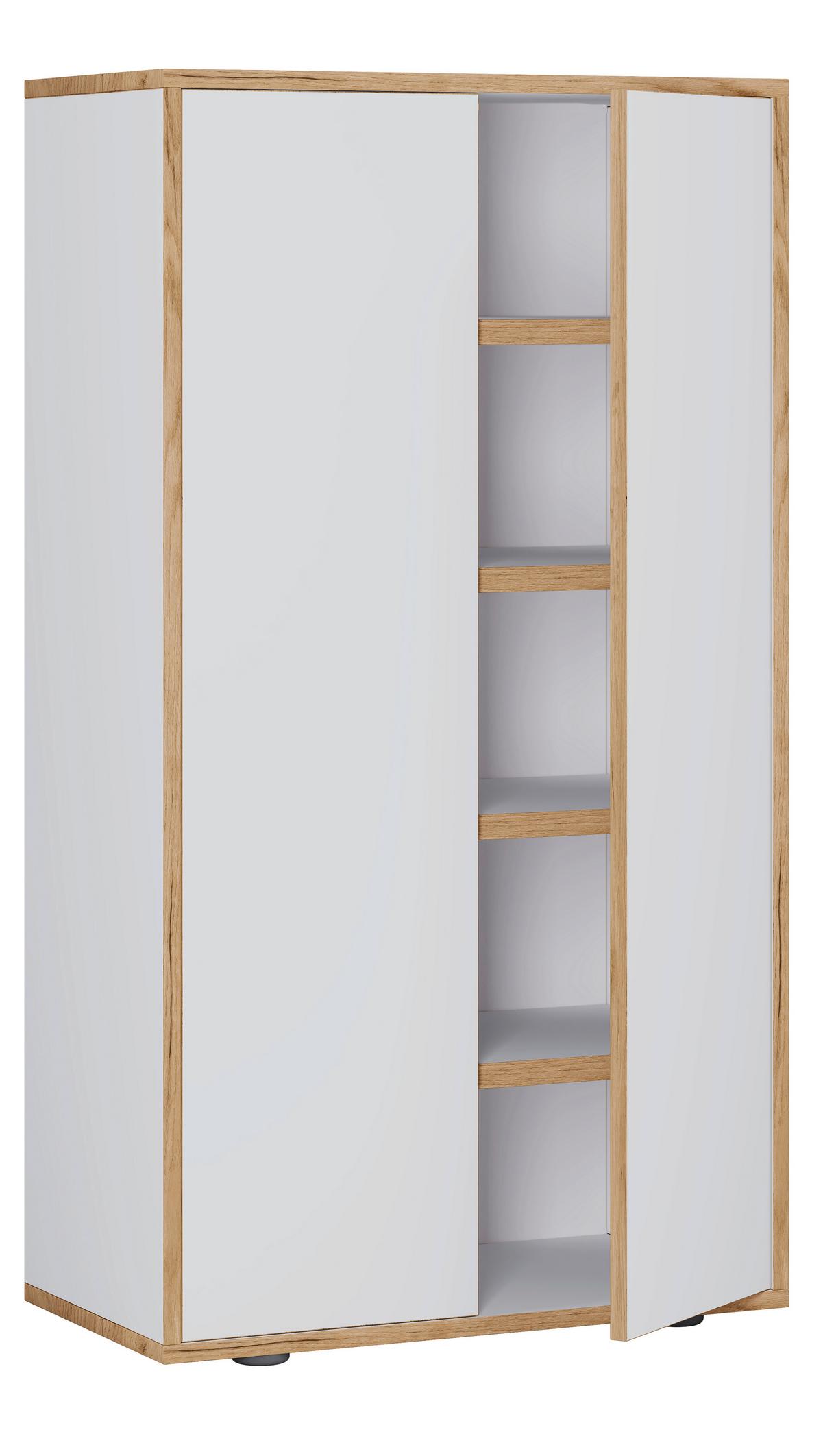 Omara Za Čevlje Salia, Bela, Barva Hrasta - črna/bela, Design, umetna masa/leseni material (60/110/33cm) - MID.YOU