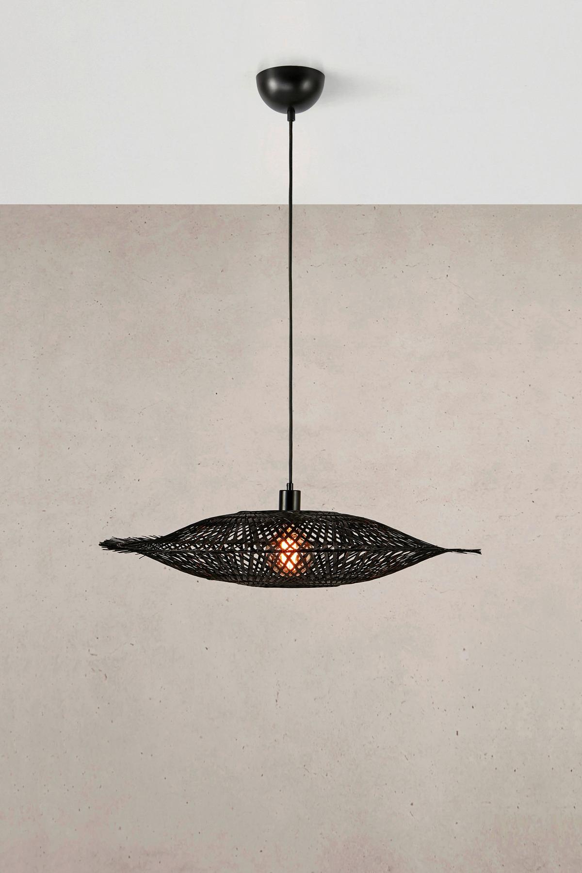 Hängeleuchte Kumo max. 40 Watt - Schwarz, Basics, Naturmaterialien/Metall (75/71/15cm) - Markslöjd